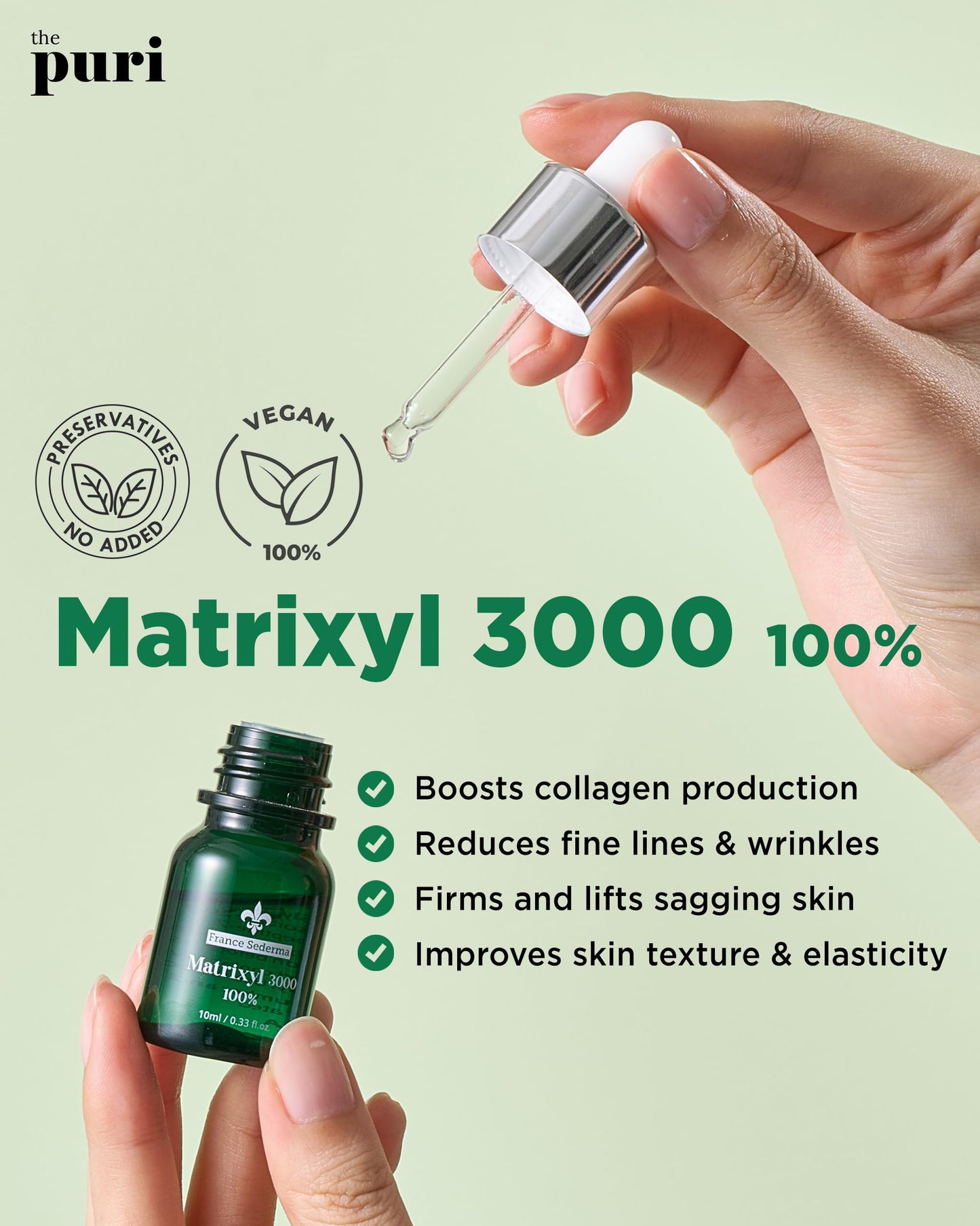 THEPURI Matrixyl 3000 Peptide Serum [2-Pack Value] (10ml x 2) – Sederma France Firming Ampoule, DIY Mix-In Booster, Pure Peptide Complex Anti-Aging, Collagen Boosting Wrinkle Treatment