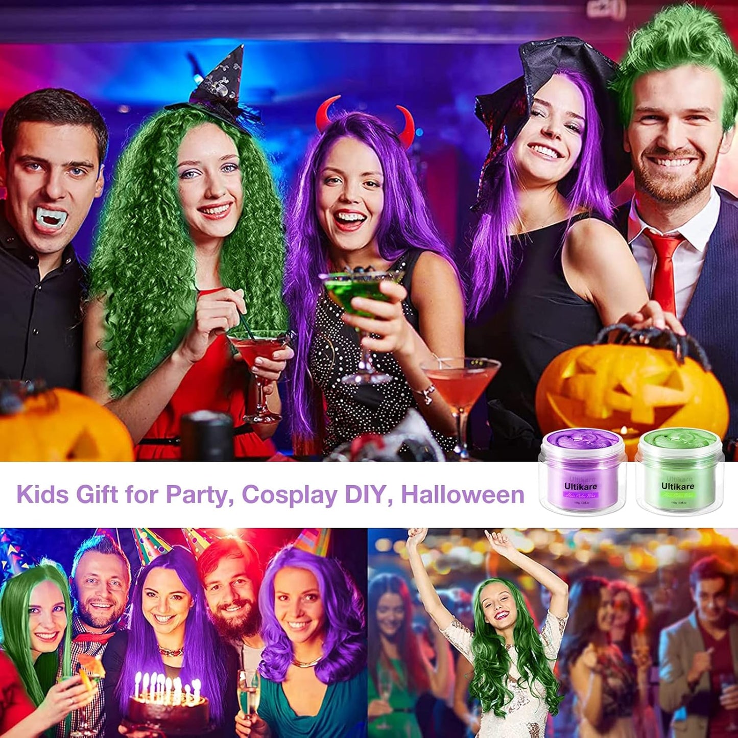 Temporary Hair Color for Kids, Ultikare Orange Hair Dye Washable Natural Hair Wax Color Chalk Mud Cream DIY Hairstyle Clay For Dark Hair Halloween, Cosplay, Party, Christmas Gift Girls 3.4 Fl Oz