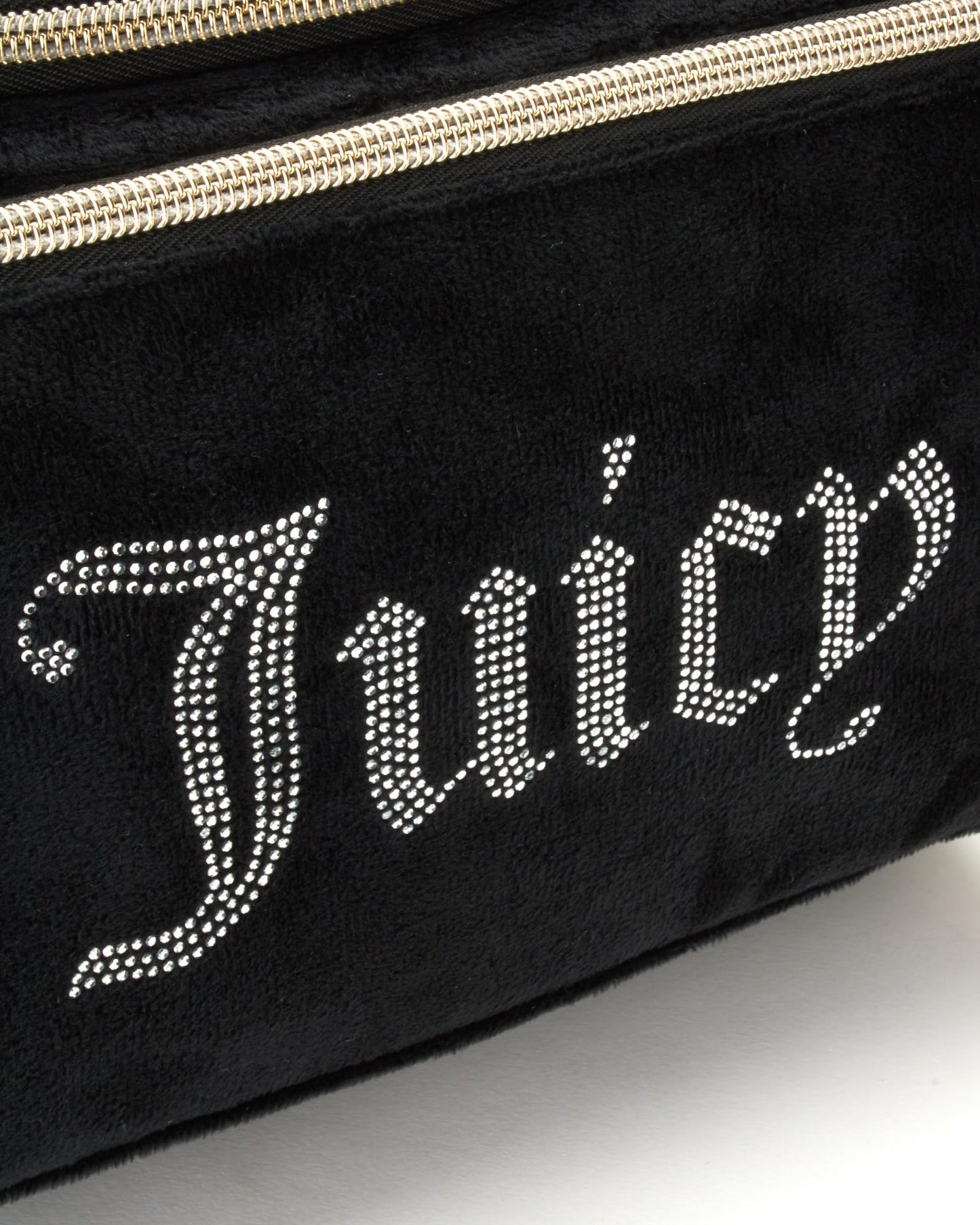 Juicy Couture Black Makeup Bag Cosmetics Organizer Travel Essentials Hanging Duffel Velour Rhinestones