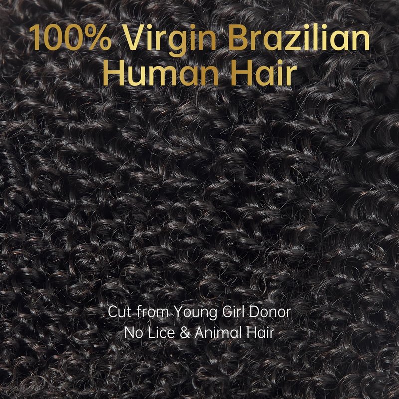 WEQUEEN Kinky Curly Human Hair Bundles Premium Virgin 100% Human Hair 3c/4a Curly Wave 14 Inch Single Bundle Natural Black