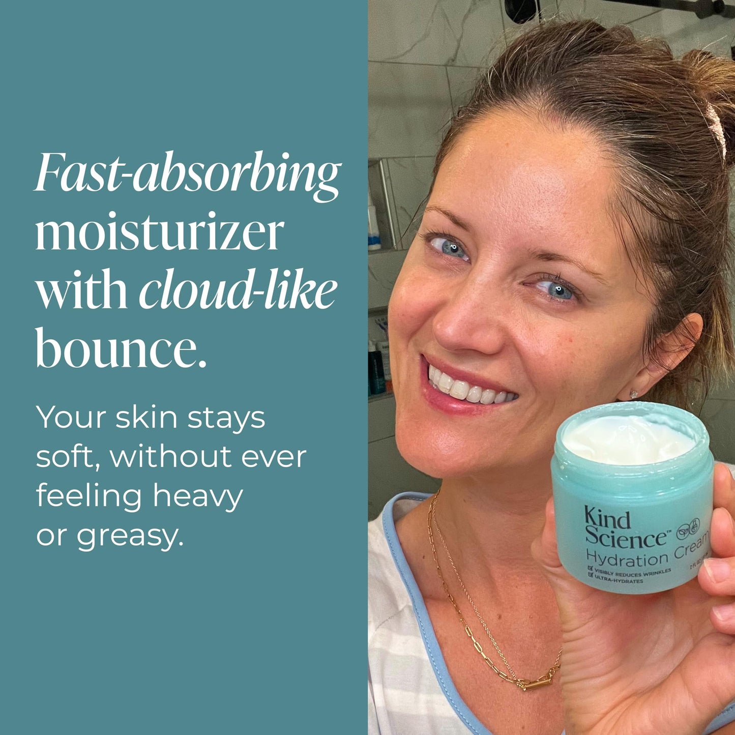 Kind Science Hydration Cream - Moisturizer Face Cream For Women - Anti Aging for Day and Night - Visibly Reduces Wrinkles, Improves Smoothness & Elasticity - Fragrance Free, Cruelty Free, 2 oz