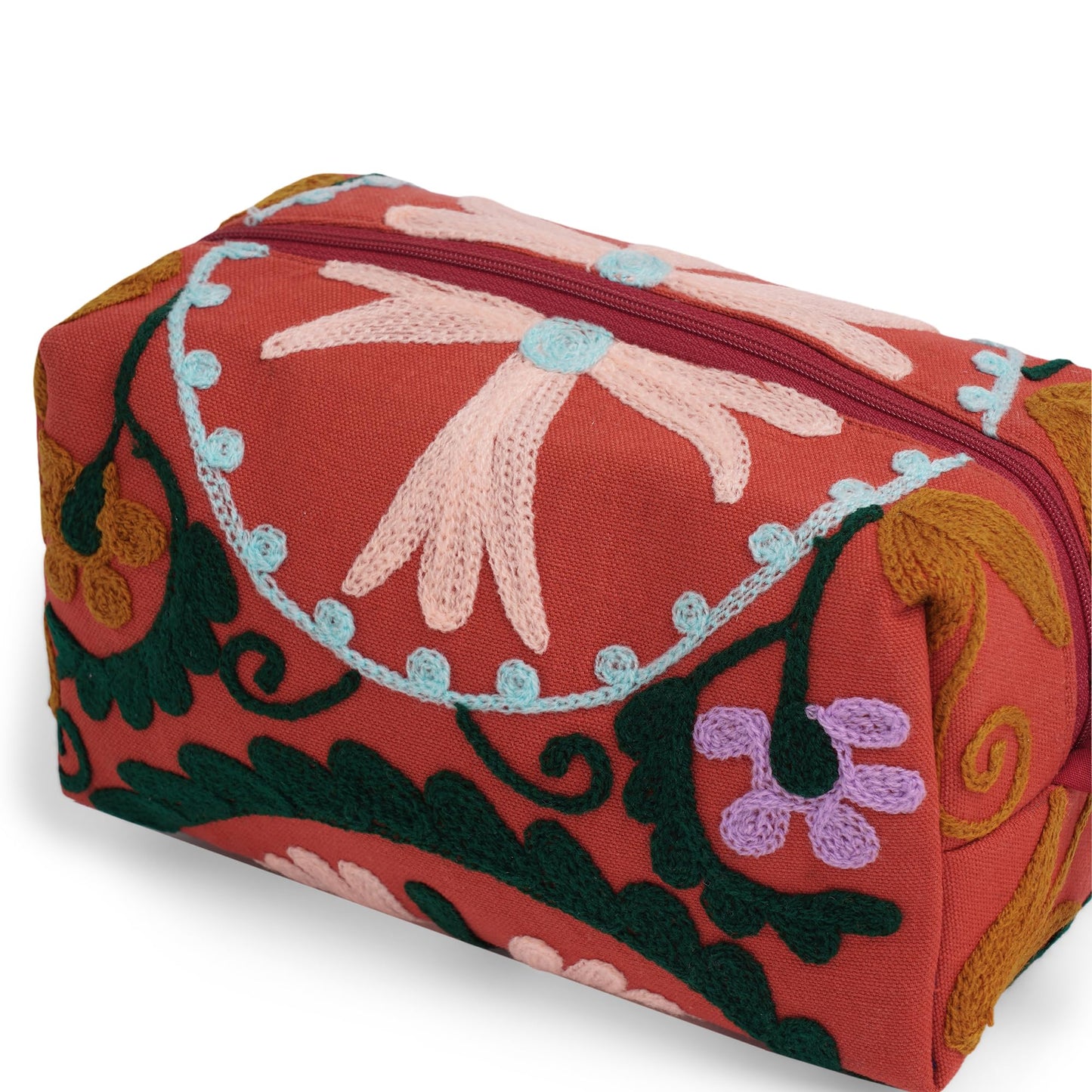 Huar Travel Makeup Bag- Large Capacity Cosmetic Bags for Women - Water Resistance Lining Portable Pouch & Open Toiletry Bag - Perfect Girls Makeup Organizer for Travel Essentials (Orange)