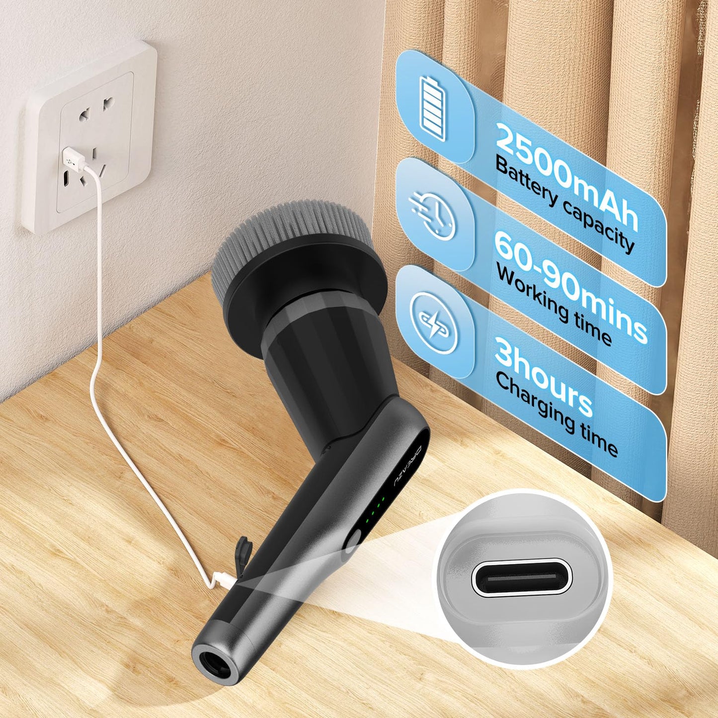 Electric Spin Scrubber, 10-in-1 Shower Scrubber & Retractable Long Handle, 44 lbs High-Torque & Variable Speed Shower Cleaning Brush for Bathroom,Toilet, Bathtub, Kitchen, Tile Floors,