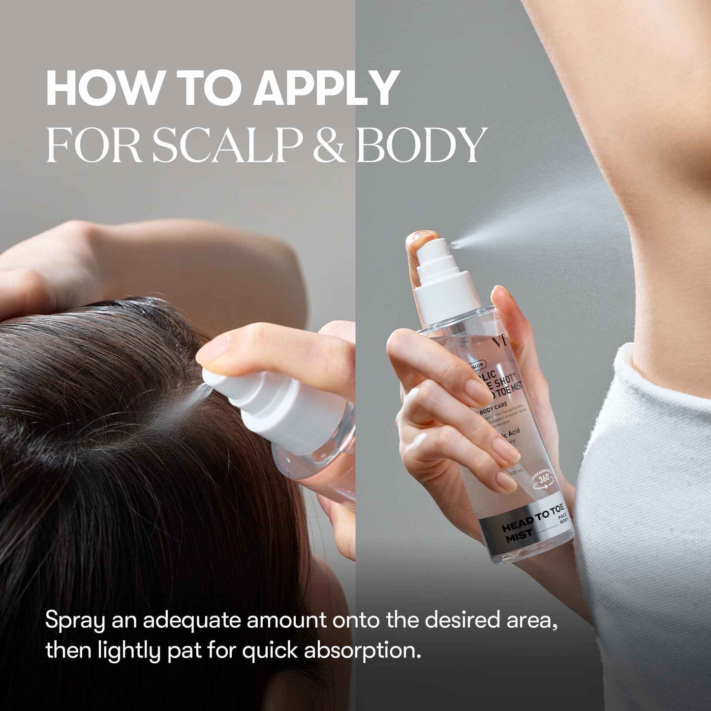 VT COSMETICS 7% Glycolic Acid Reedle Shot Head-to-Toe Mist with Niacinamide, Exfoliating Spray for Bumpy & Strawberry Skin, Dark Spots, Skin Texture, Keratosis Pilaris, Korean Skincare (4.05 fl oz)