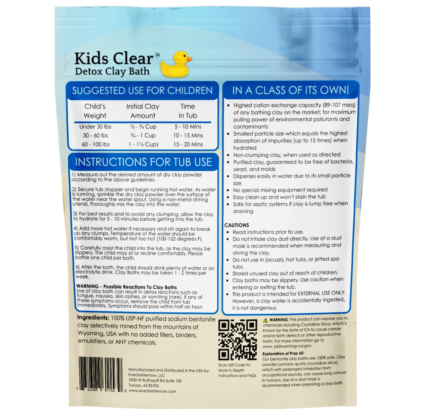 Kids Clear Detox Clay Bath, 100% Pure Sodium Bentonite - Cleansing and Purifying, by -Evenbetternow LLC – 2.5 lb (40 oz) Standard Size