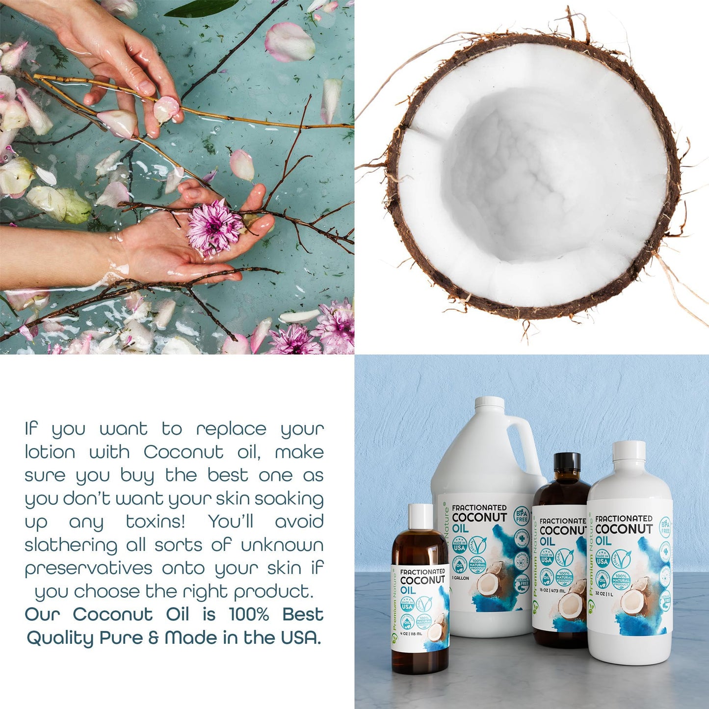 Premium Nature Fractionated Coconut Oil for Skin Moisturizer with Pump Massage Oils Best Carrier for Essential Oils Mixing Body OUL for Dry Skin Moisturizer Natural Oi for Face Hair Body 32 oz