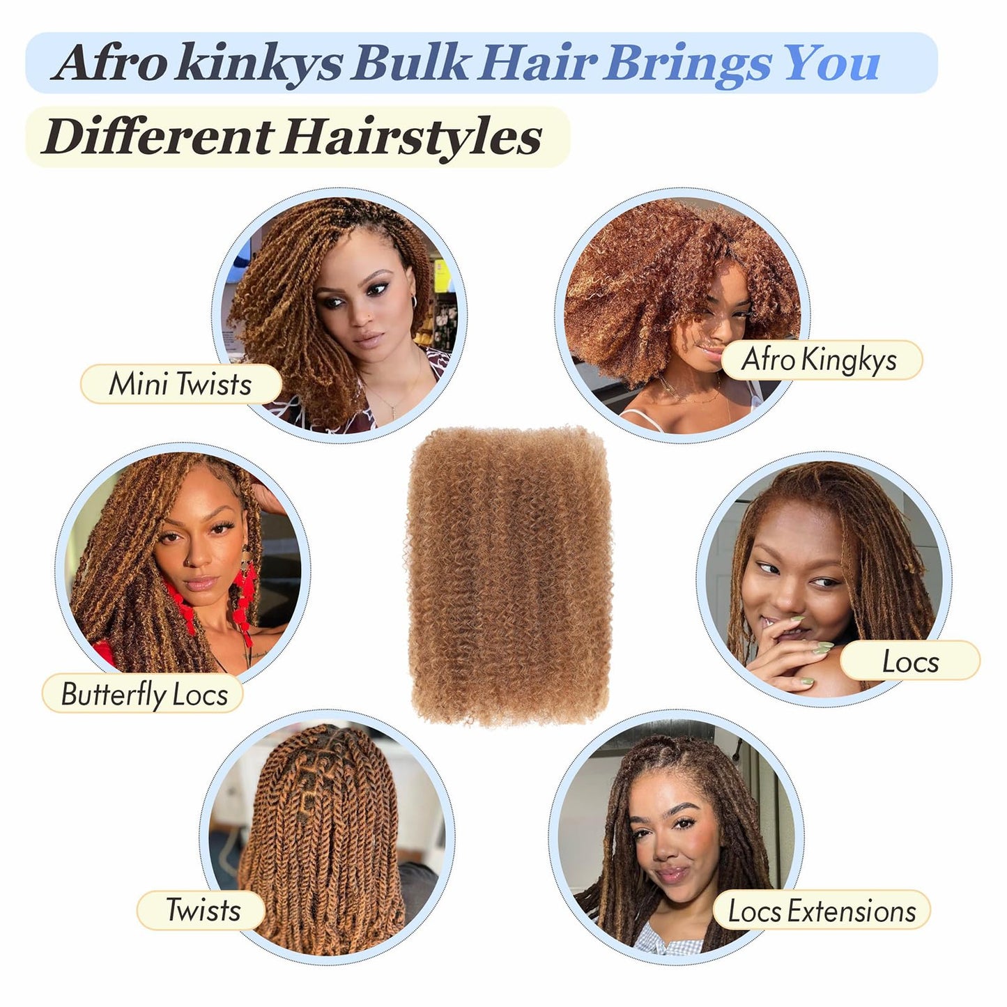 afro kinkys bulk human hair 8-28 inch afro kinky bulk 100% human hair for dreadlock extensions repair loc making twists (30#, 18inch)