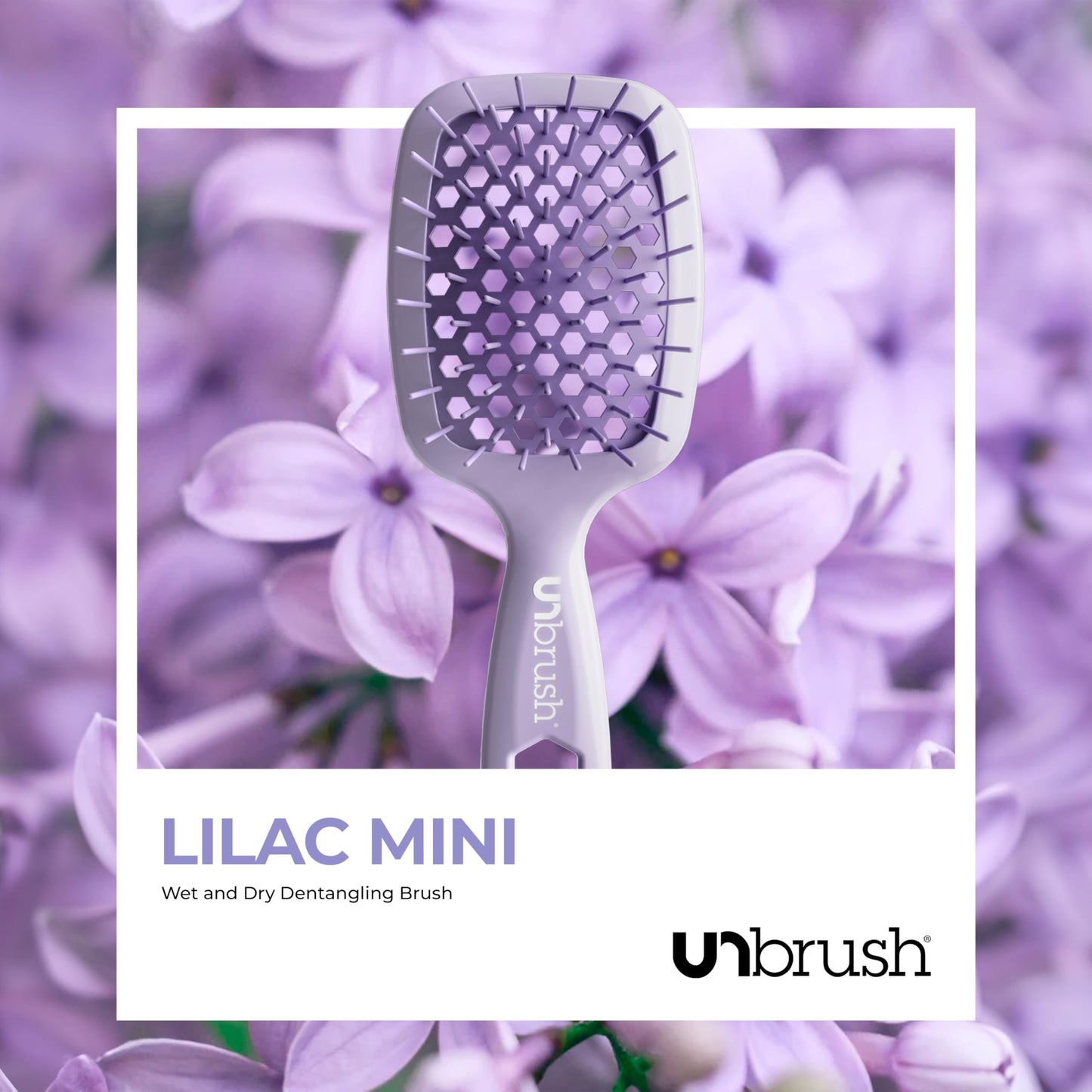 FHI Heat UNbrush Mini Detangler Brush for Pain-Free Brushing on All Wet or Dry Hair Types — Durable Duoflex Anti-Static Bristles, Lightweight Handle, Vented Mini Hair Brush, Lilac Light Purple