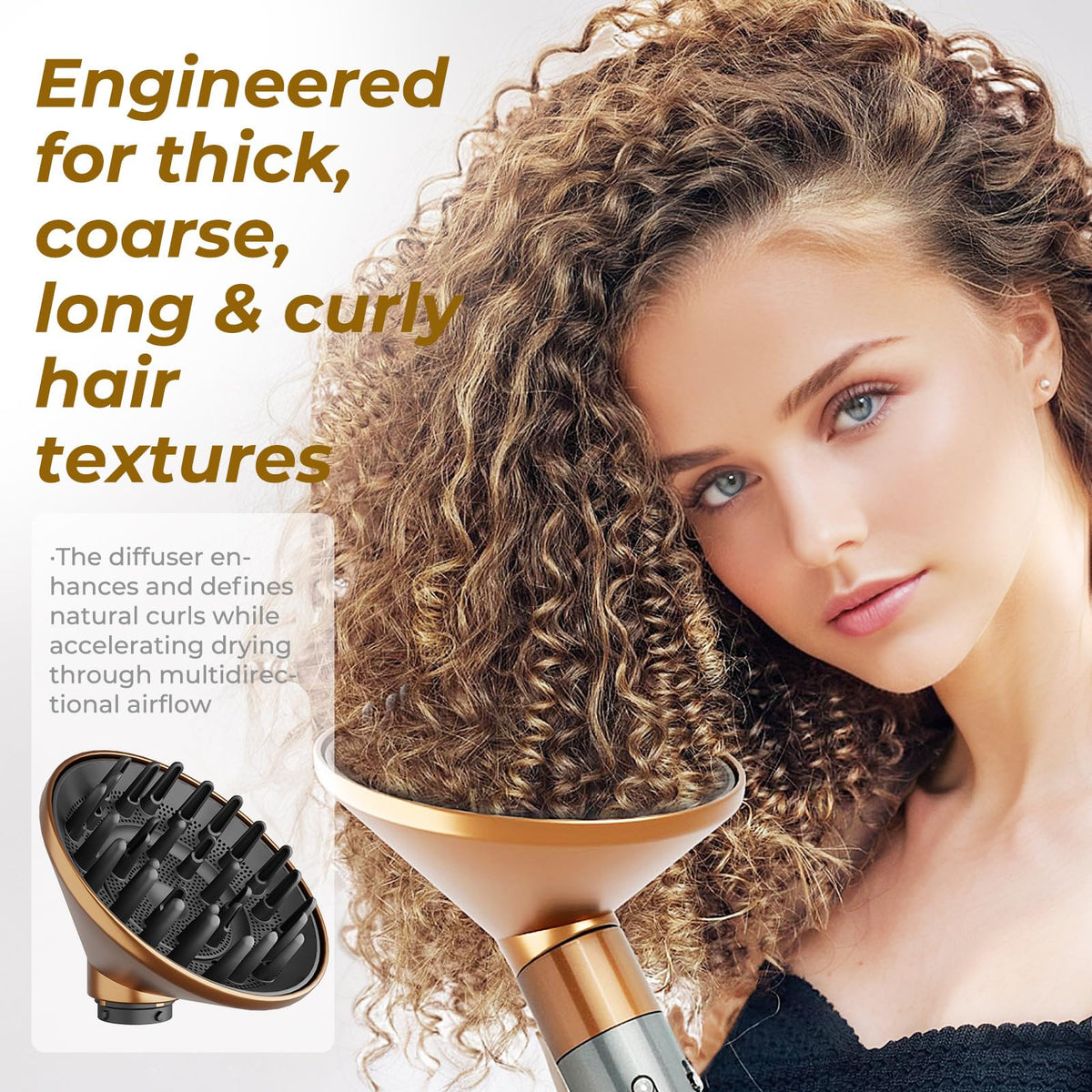 Upgraded Diffuser Attachment for Dyson Airwrap HS01/HS05/HS08 - Quick-Dry Curly Hair Nozzle, Heat-Resistant & Lightweight Design, Reduces Frizz for Na