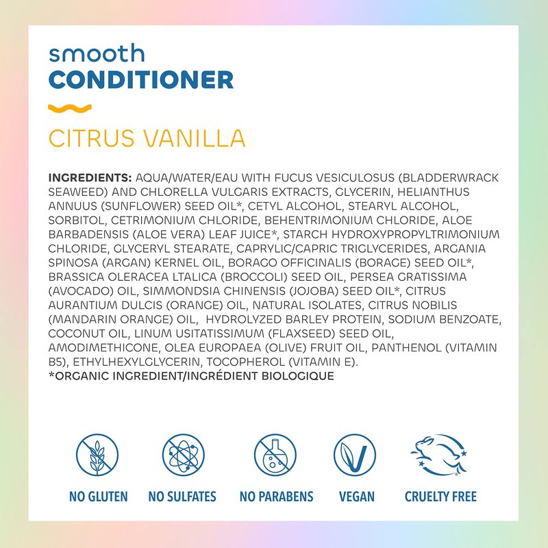 Seaweed Bath Co. Smooth Shampoo and Conditioner Set - Citrus Vanilla - Hydrate With Aloe, Borage Oil, and Broccoli Seed Oil for Sleek, Shiny Hair - 12 oz (Pack of 2)