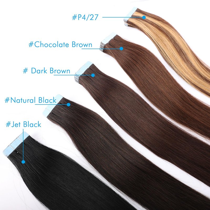 Tape in Extensions Human Hair 18 Inch Real Hair Extensions Tape in Human Hair Color 4# Chocolate Brown Hair Extensions Tape ins Human Hair Extensions