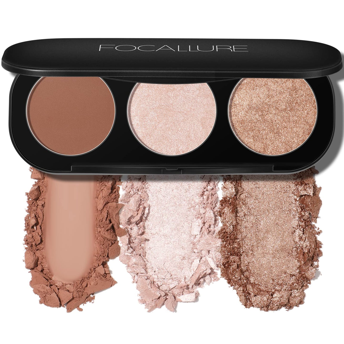 FOCALLURE Blush and Highlighter Palette,3 in 1 Makeup Powder Palette,Cruelty-Free Matte Blush,Shimmer Illuminator Highlighters for a Glowing Look