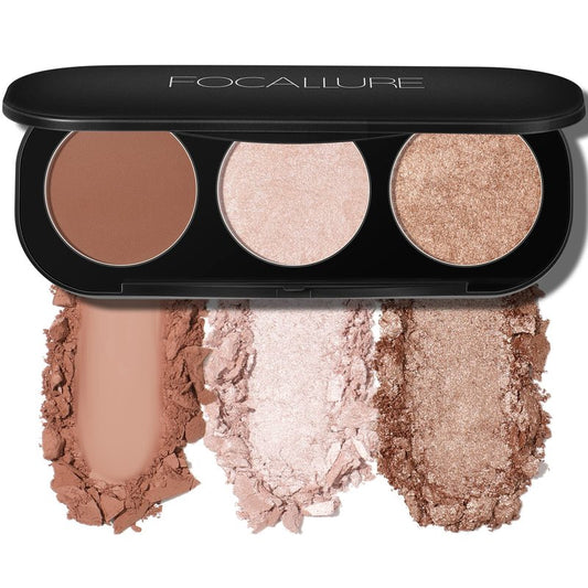 FOCALLURE Blush and Highlighter Palette,3 in 1 Makeup Powder Palette,Cruelty-Free Matte Blush,Shimmer Illuminator Highlighters for a Glowing Look