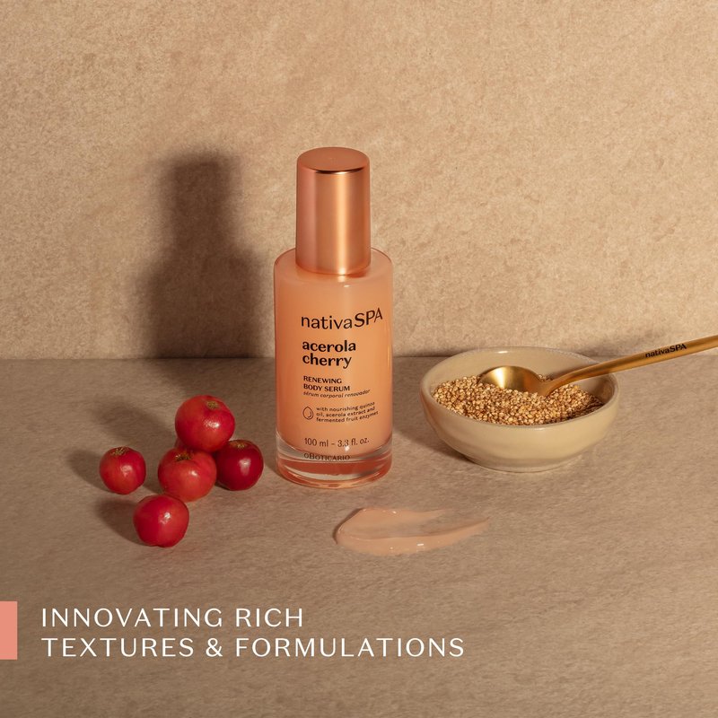 Nativa SPA by O Boticario Acerola Cherry Renewing Body Serum, Lightweight Hydration for Luminous Skin, 3.38 Ounce (100 ml)
