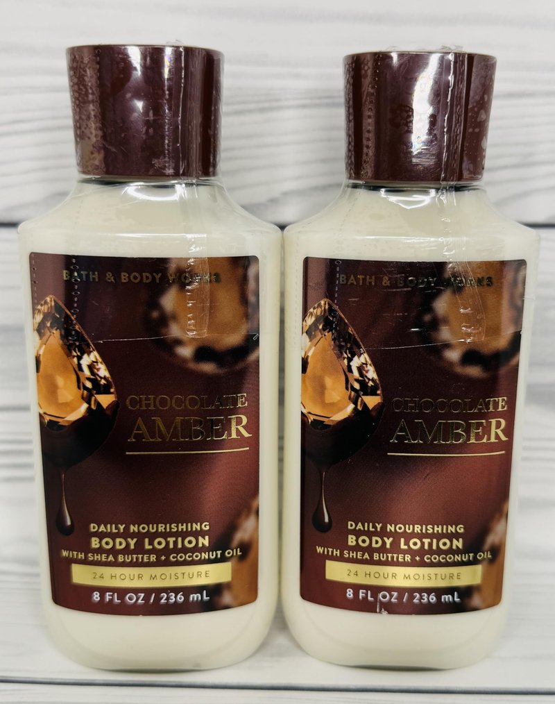 Bath & Body Works Chocolate Amber Body Lotion 8 Ounces Each Pack of 2