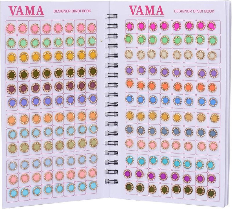 Multicolor Round Pastel Stone Border Bindi Book | 372 Indian Stickers for Women