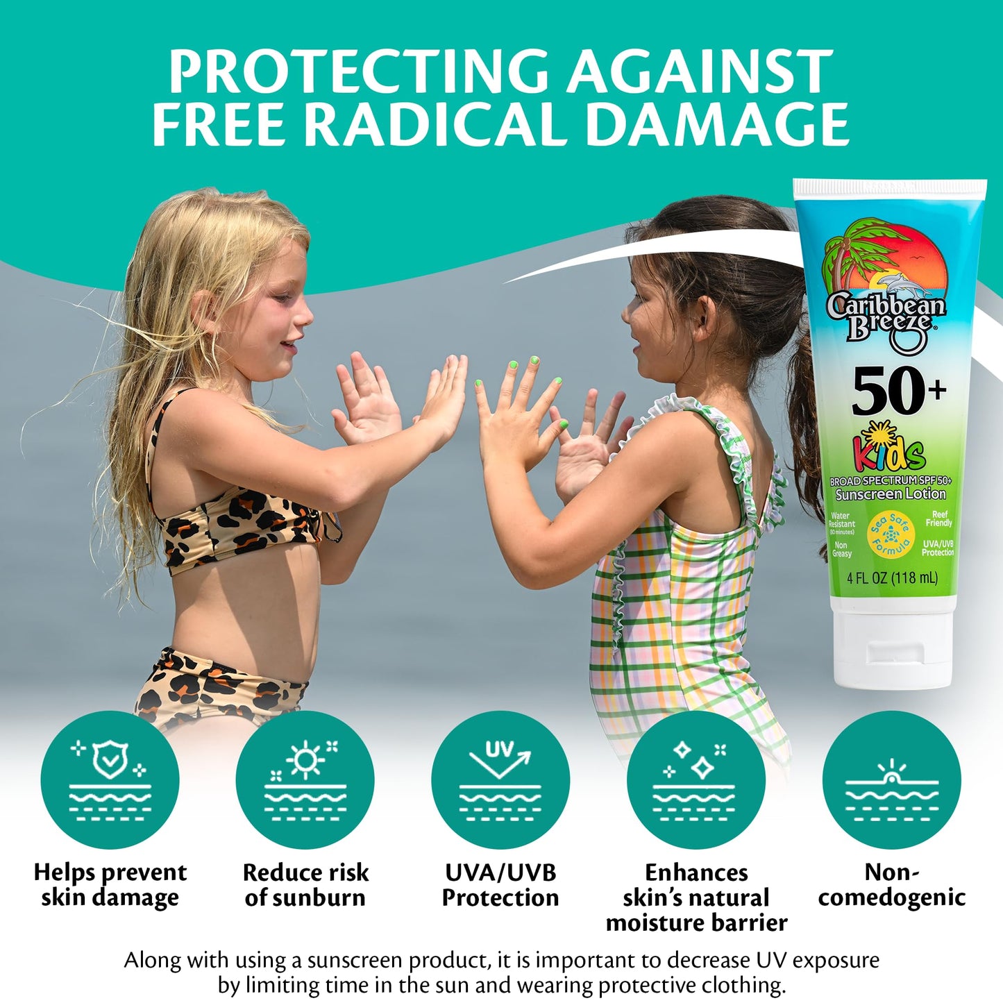 Reef Friendly Sunscreen SPF 30 Lotion, Mango Lime Scent, Rich in Anti-Oxidants, Water Resistant Up to 80 Minutes, Broad Spectrum Body Sunscreen, 4 oz, 2 Pack