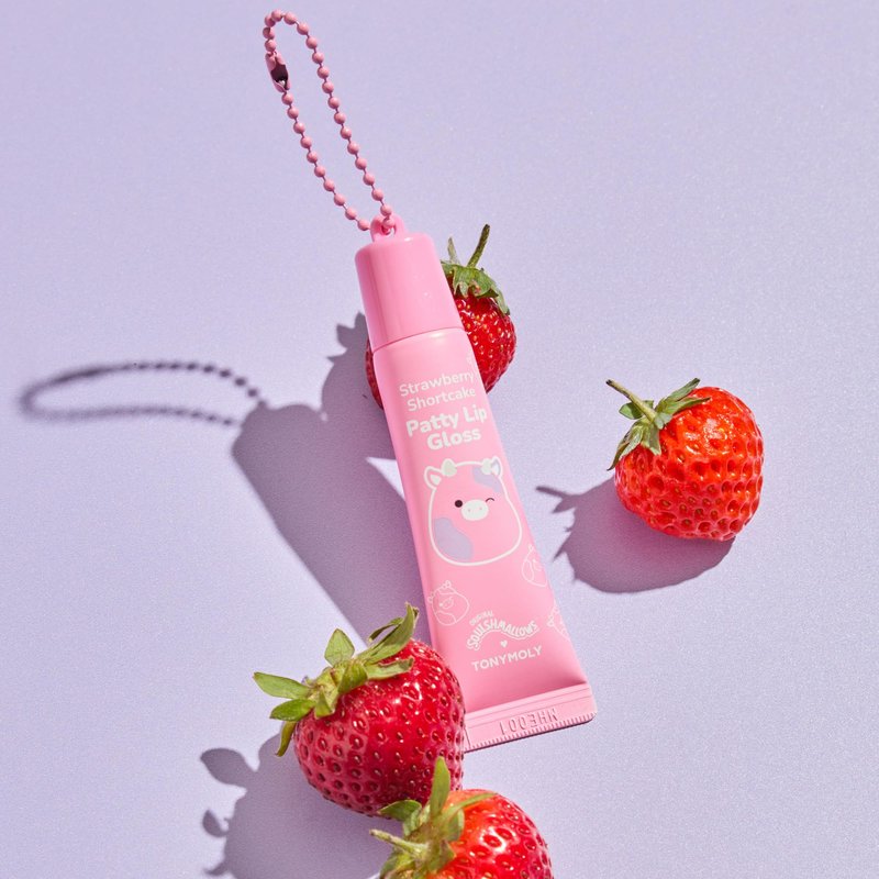 TONYMOLY x Squishmallows Patty the Cow 2-Piece Skincare & Beauty Gift Set – Strawberry Hand Cream & Strawberry Shortcake Lip Gloss – Cute Korean Skincare Gift