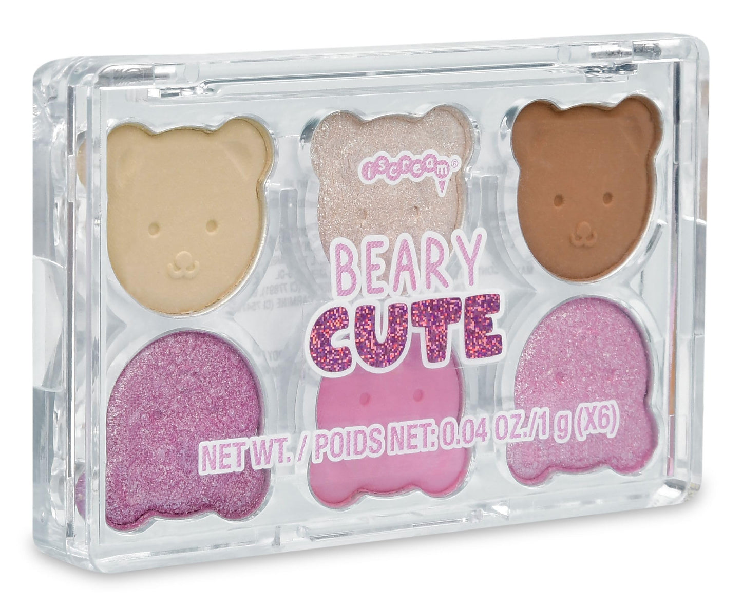 iscream Beary Cute Soft Shades Glitter and Matte Eyeshadow Palette, Pinks and Neutrals
