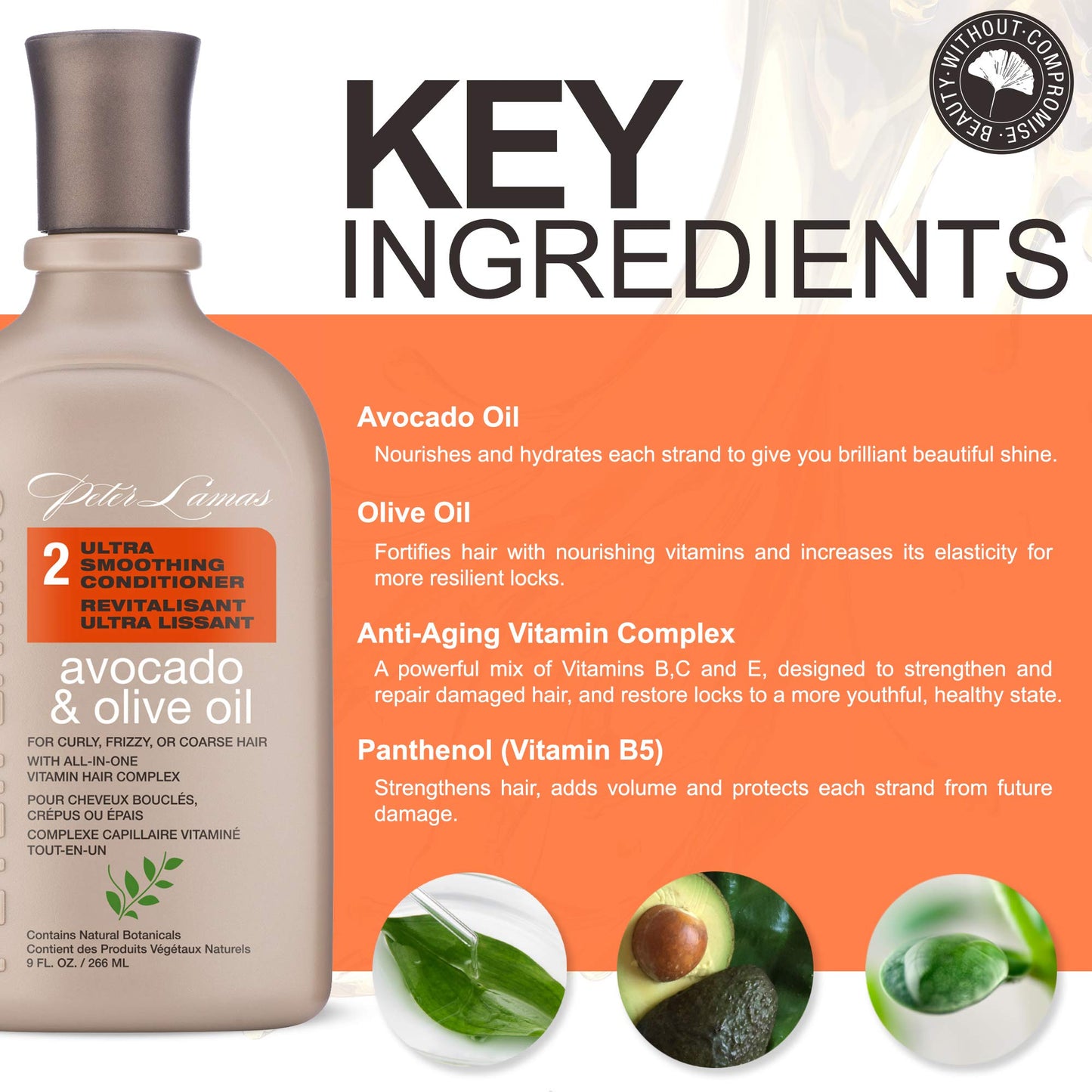 Peter Lamas Ultra Smoothing Conditioner (9 Oz) | Infused with Avocado and Olive Oil | Soften Hair, Increase Shine & Eliminate Frizz | For Curly, Frizzy, Coarse Hair | Vegan, Paraben & Sulfate-Free