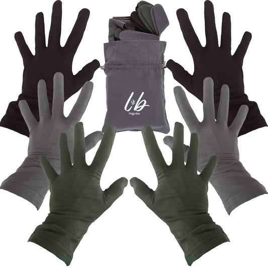 Bamboo Gloves for Eczema, Medium/Large, Women and Men, Dry Hands, Overnight Moisturizing Gloves, 3 Pairs