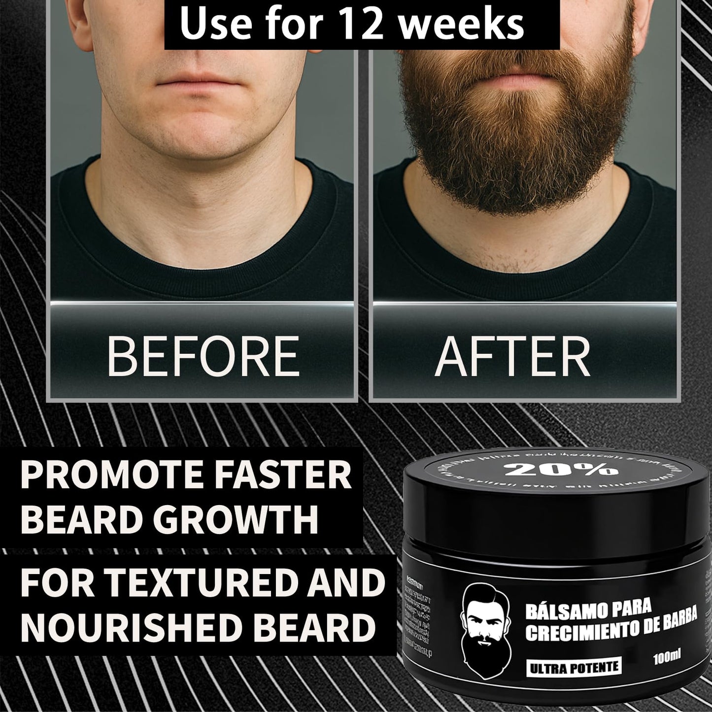 Wdvpue Estimulante de Barba, Bálsamo Para Crecimiento De Barba Ultra Potente, Barba Crema, Beard Growth Balm, Thicker, Fuller Beard & Hair 100ml/3.5oz (2)