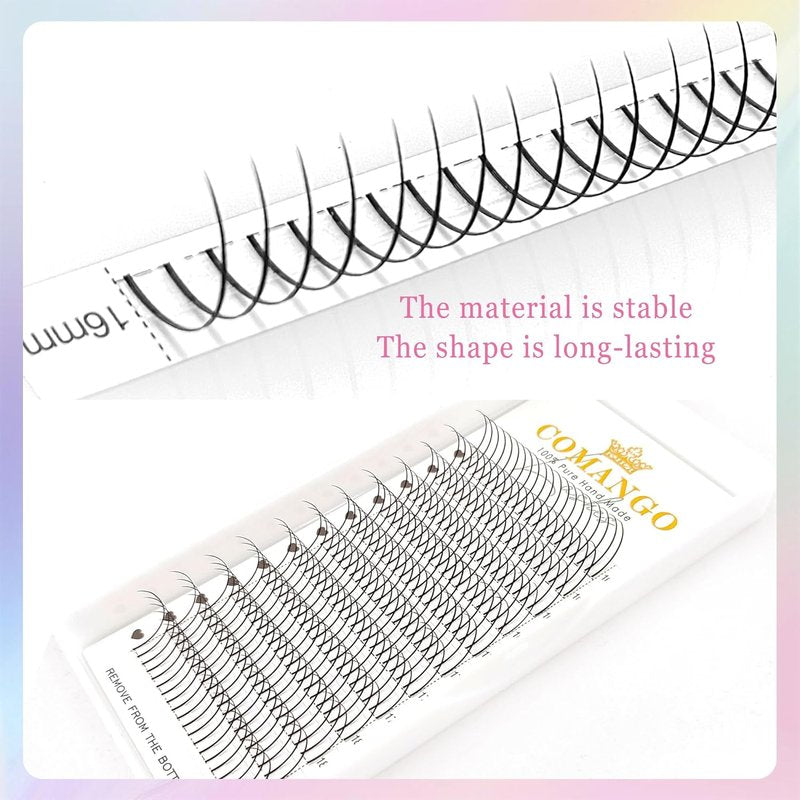 Manga Lashes | Premade Spike Eyelash Extensions for Cosplay - C/D Curl, Thick Wet Look, Black Spike, 0.07-D-Mix 8-15mm