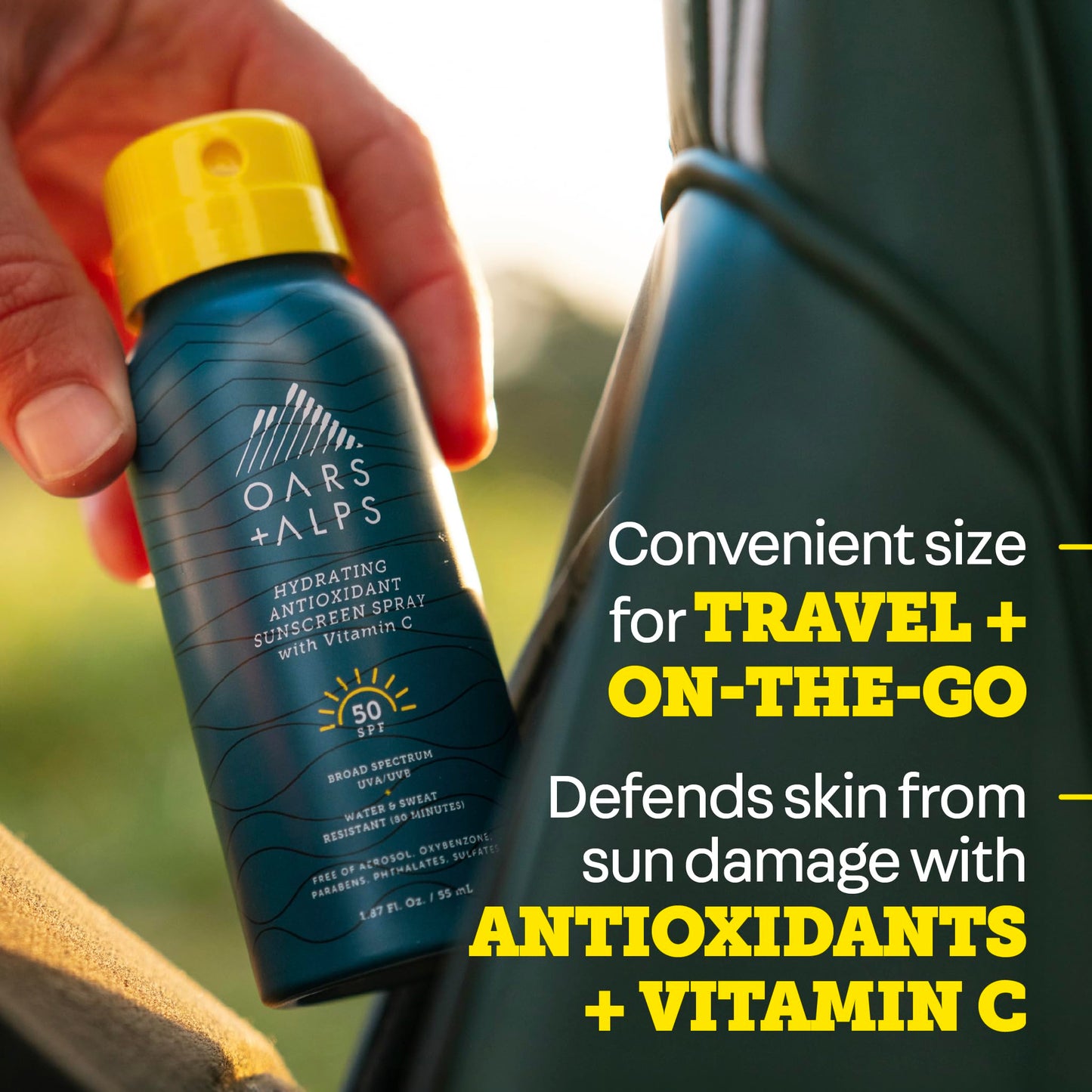 Oars + Alps SPF 50 Face & Body Broad Spectrum Sunscreen Spray | Fast-Absorbing, Lightweight, Non-Greasy, Hawaii Reef Act 104 Compliant, Water-Resistant, Octinoxate + Oxybenzone Free, 1.87 Oz, 3 Pack