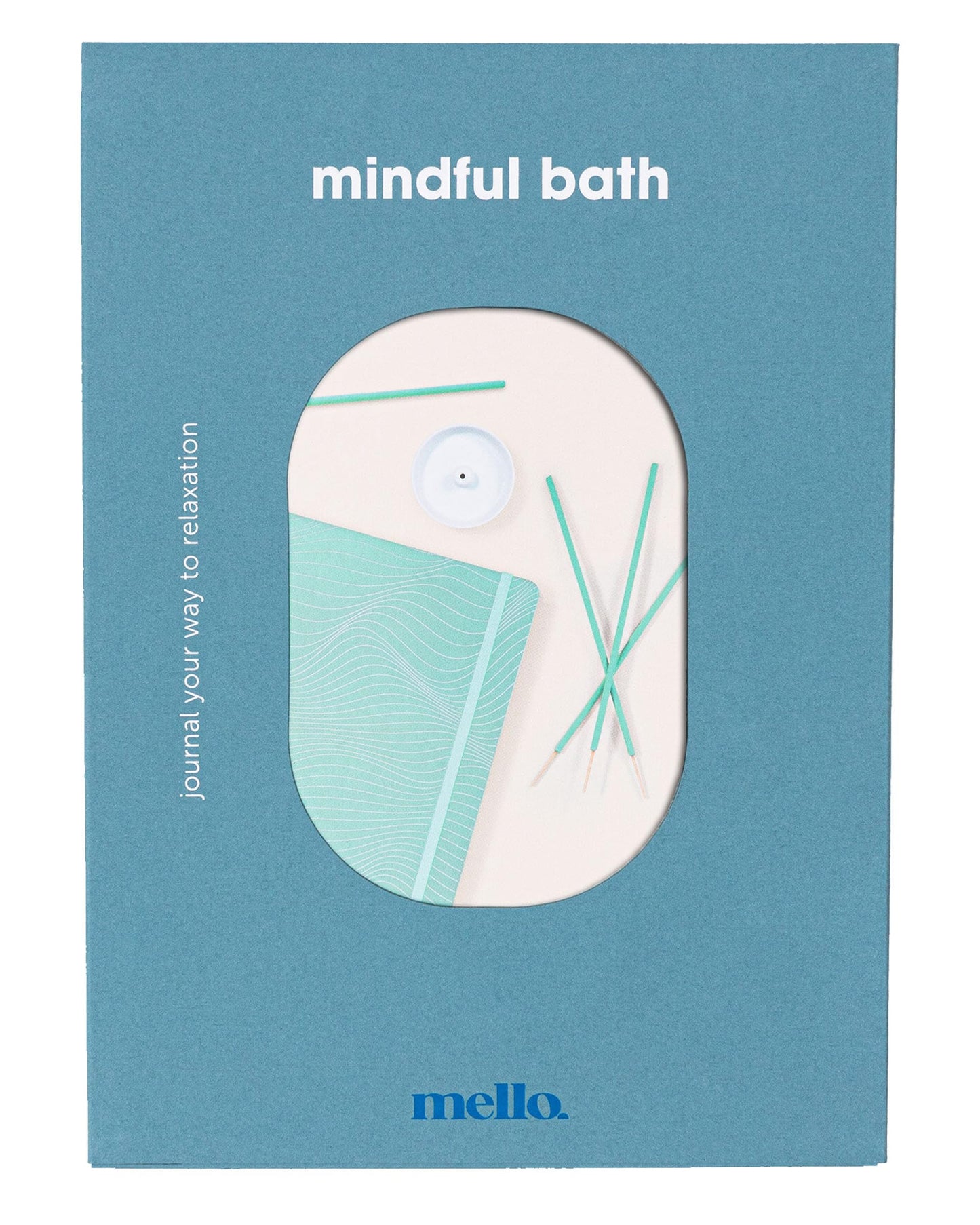 Mello Mindful Bath | Relaxation Gifts for Women & Self Care Gifts For Women | Waterproof Journal & Incense Sticks | Self Care Journal & Incense Holder | Get Well Gifts For Women & Appreciation Gifts