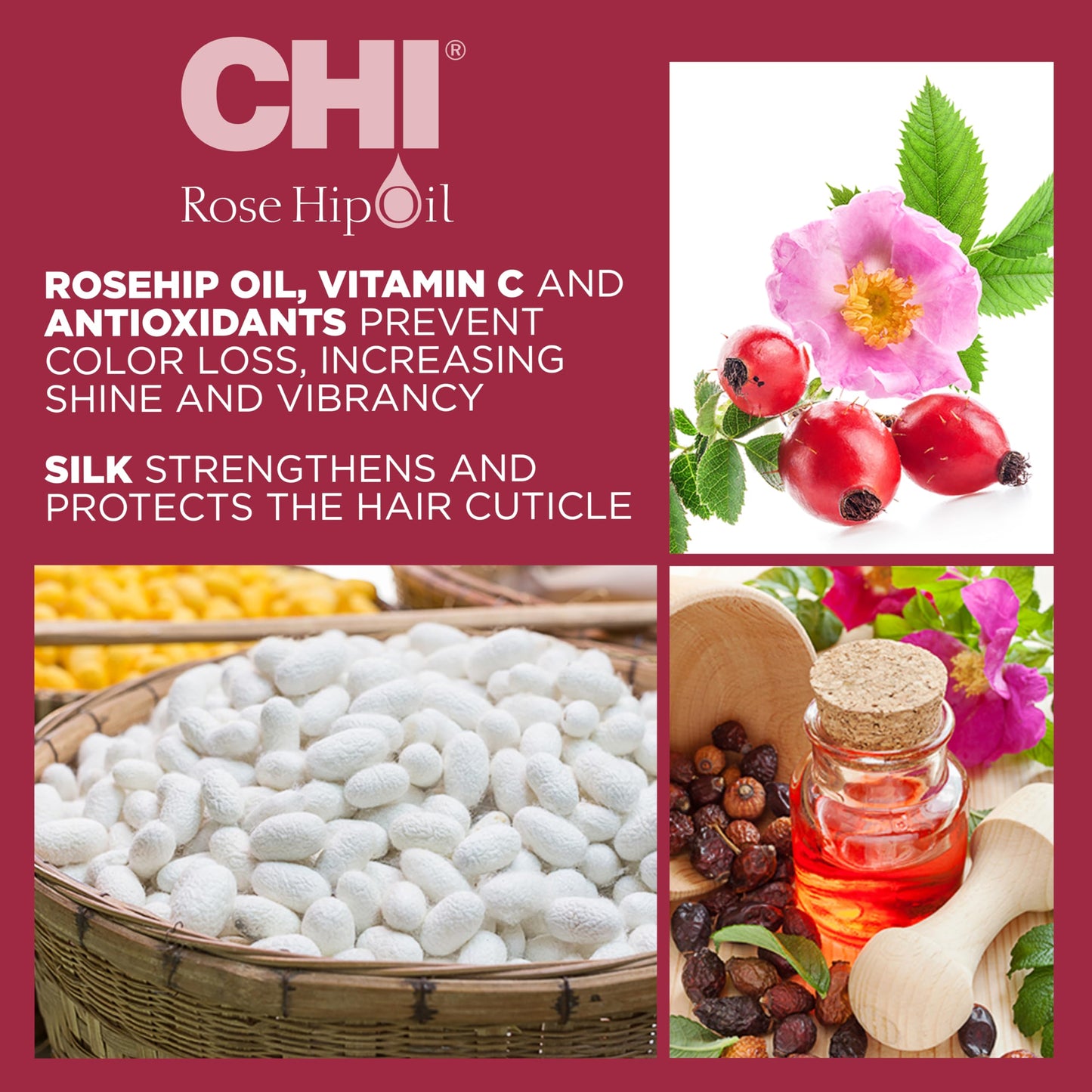 CHI Rosehip Oil Protecting Conditioner, Restores Moisture To Color-Treated Hair & Helps Retain Color, Sulfate, Paraben, & Cruelty-Free, 25 Oz