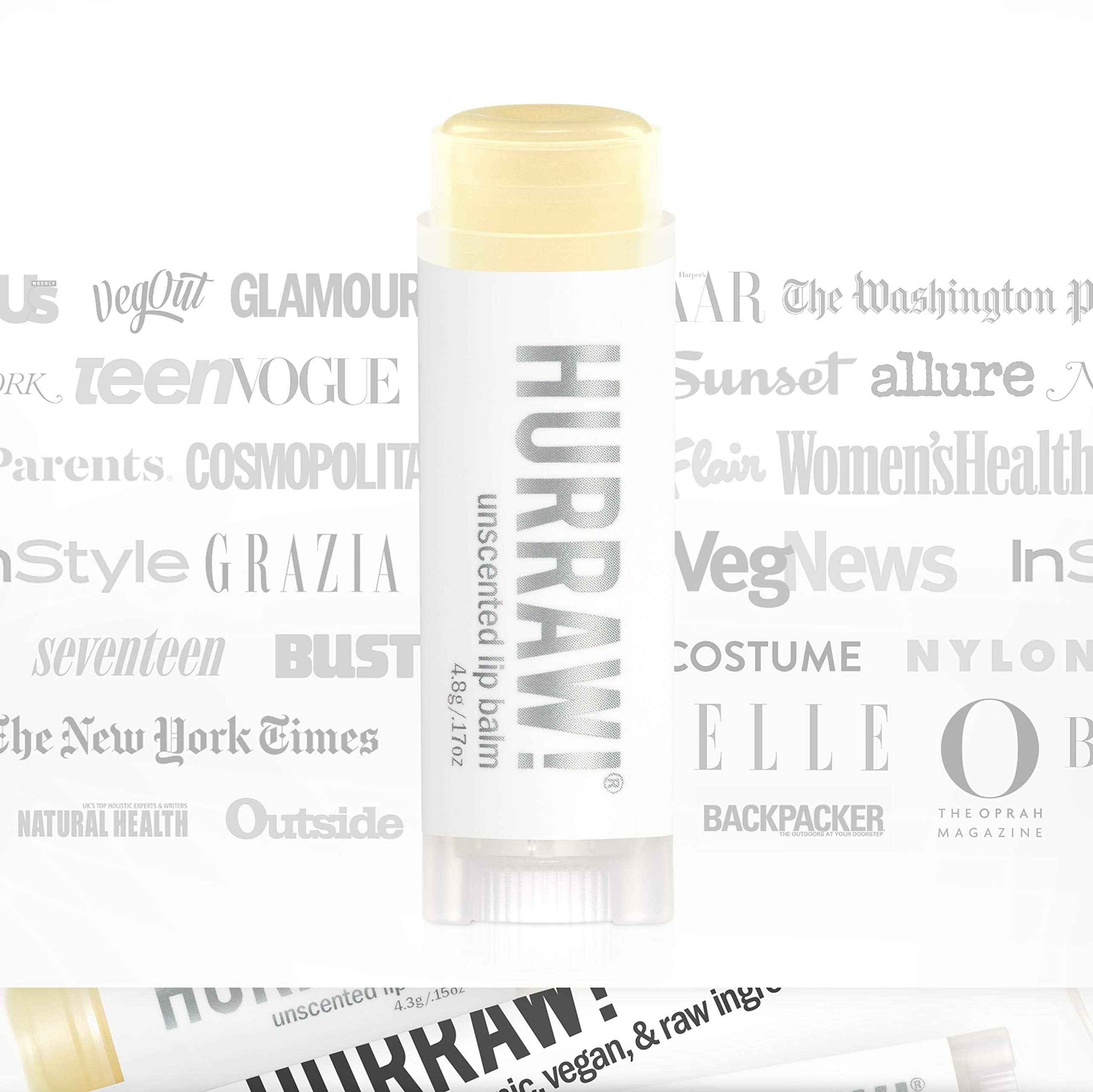 Hurraw! Unscented Lip Balm, 3 Pack: Organic, Certified Vegan, Cruelty and Gluten Free. Non-GMO, 100% Natural Ingredients. Bee, Shea, Soy and Palm Free. Made in USA