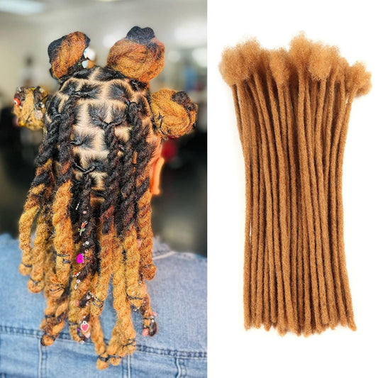 Orientdreads Loc Extensions Human Hair, Handmade Dreadlock Extensions Human Hair for Women/Men Can be Dyed and Bleached (#27 Blond Miel, 8inch 0.6cm 20locs)