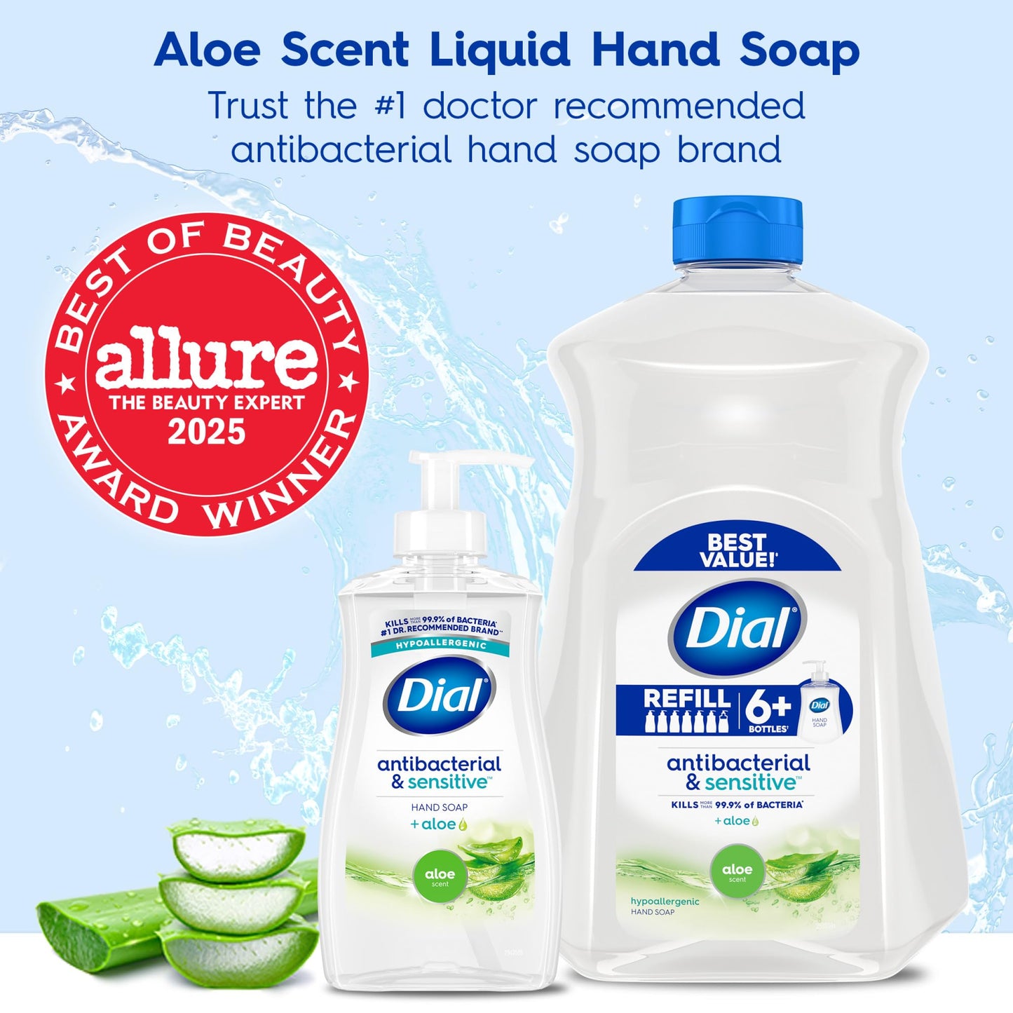 Dial Antibacterial Defense Liquid Hand Soap + Aloe, Aloe Scent, 11 Fl Oz (Pack of 12), Dermatologist-Tested Hand Wash, Gentle Formula