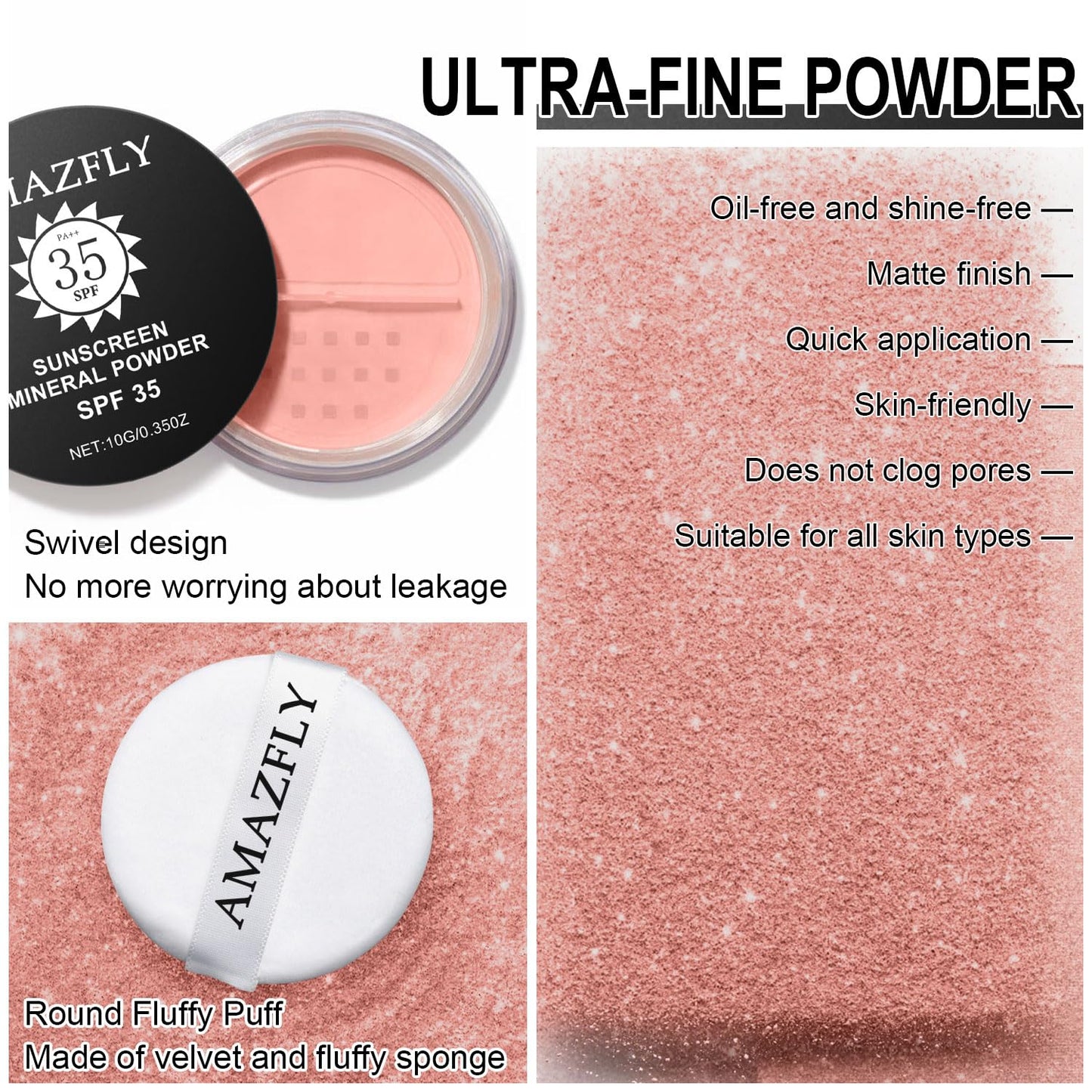 Mineral Powder Foundation, SPF 35, Talc-Free Lightweight Loose Powder for a Smooth & Matte Finish - Medium Coverage, Skin-improving Mineral Foundation (#06 Medium Beige Foundation Makeup)