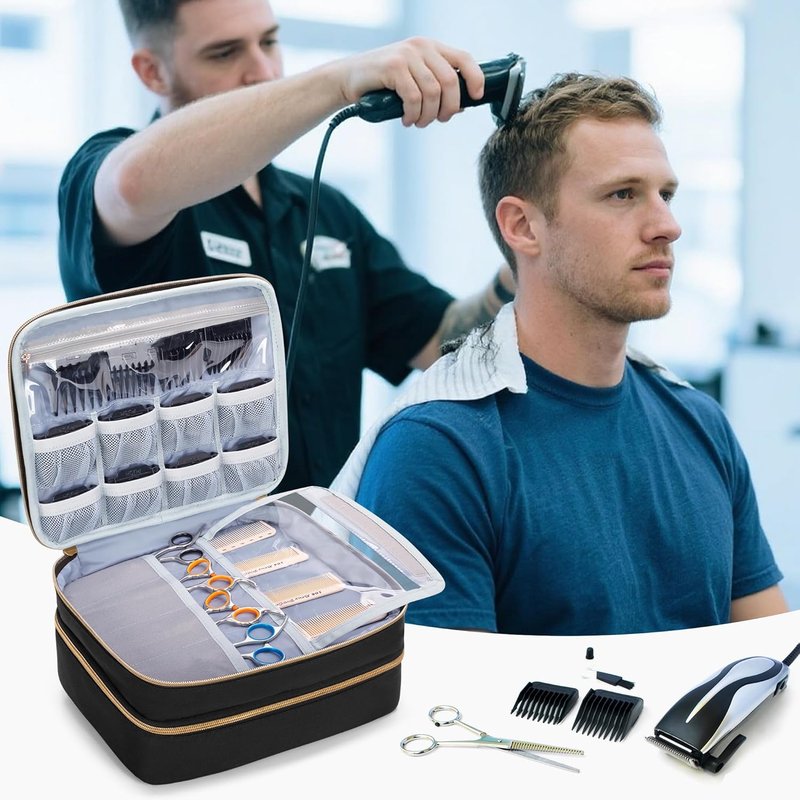 Double Layer Hair Clipper Travel Case - Barber Organizer for Ufree, Wahl, Andis, Osterpro | Durable Storage Bag