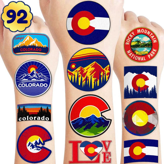 92 PCS Love Breckenridge Temporary Tattoos Stickers - Cute State Flag Themed Body Art for Kids, Waterproof Fake Tattoos for Boys Girls, Birthday Party Favors & Carnival Decorations