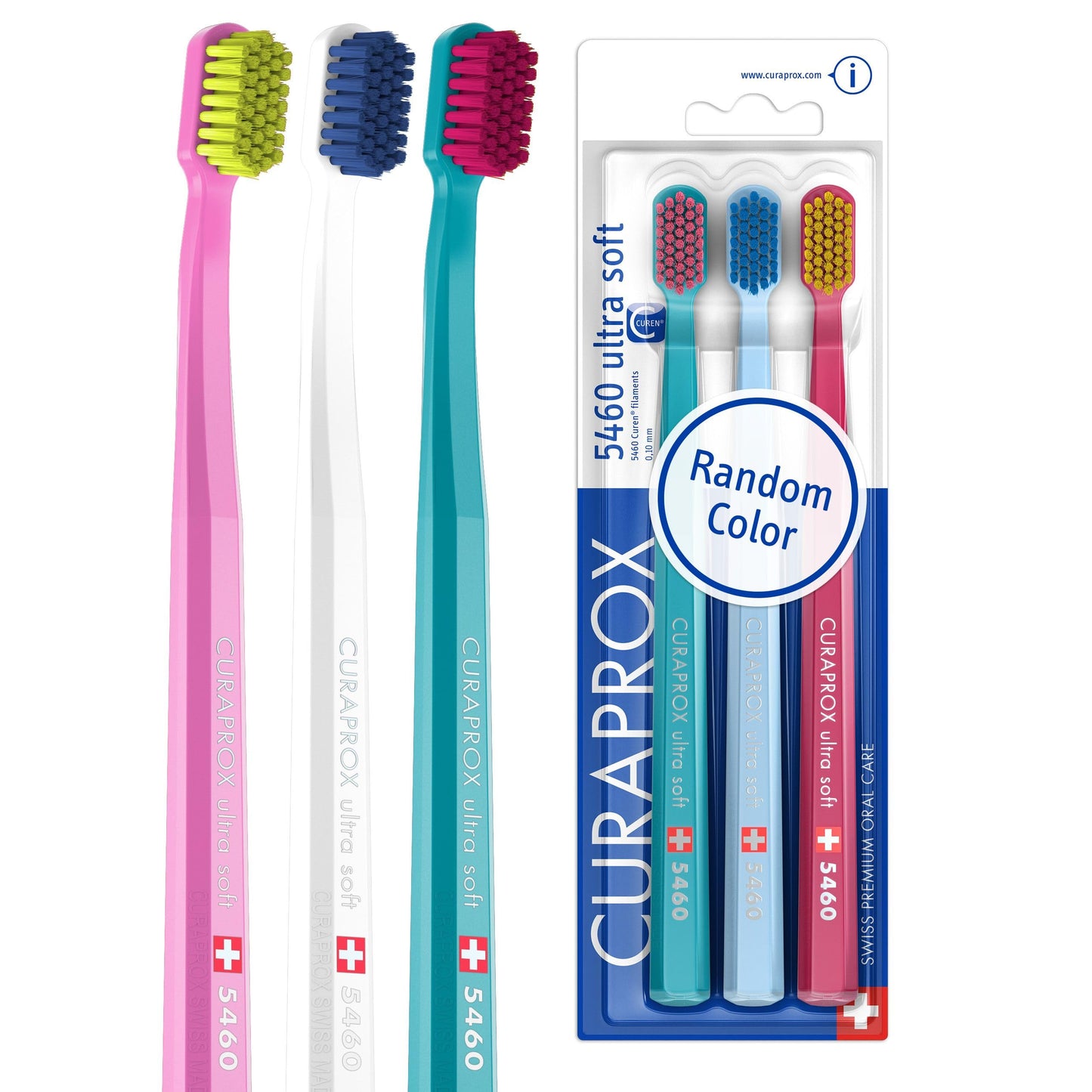 Curaprox CS 5460 Ultra-Soft Toothbrush – for Sensitive Teeth & Gums | Gentle Plaque Removal | 3-Pack |Random Colour