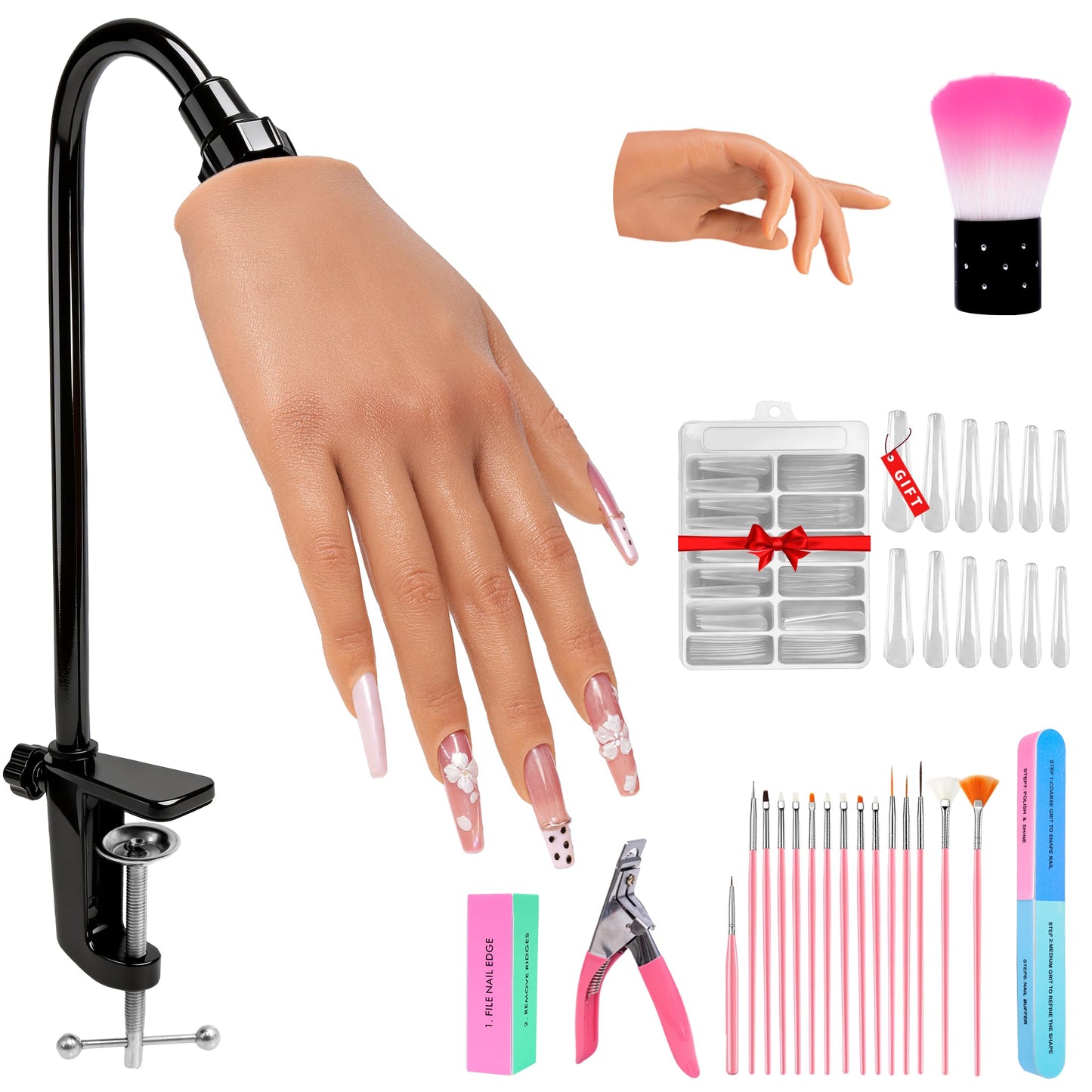 Veikmv Realistic Silicone Practice Hand for Acrylic Nails, Flex Fingers