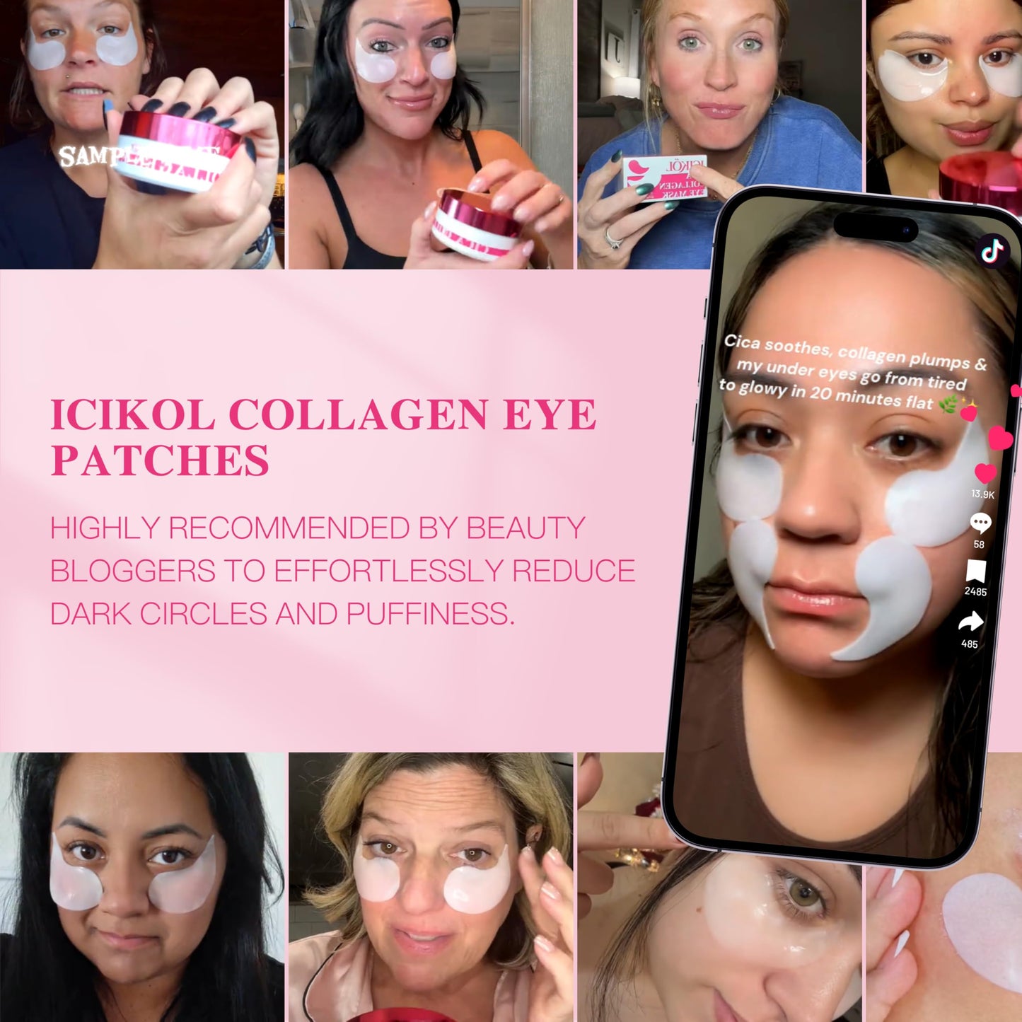 ICIKOL Under Eye Patches with Centella Collagen for Puffy Eyes and Dark Circles, Hydrogel Eye Patch with Hyaluronic Acid for Hydrating, Wrinkles, Women Travel Essentials & Self Skin Care Gifts 60PCS