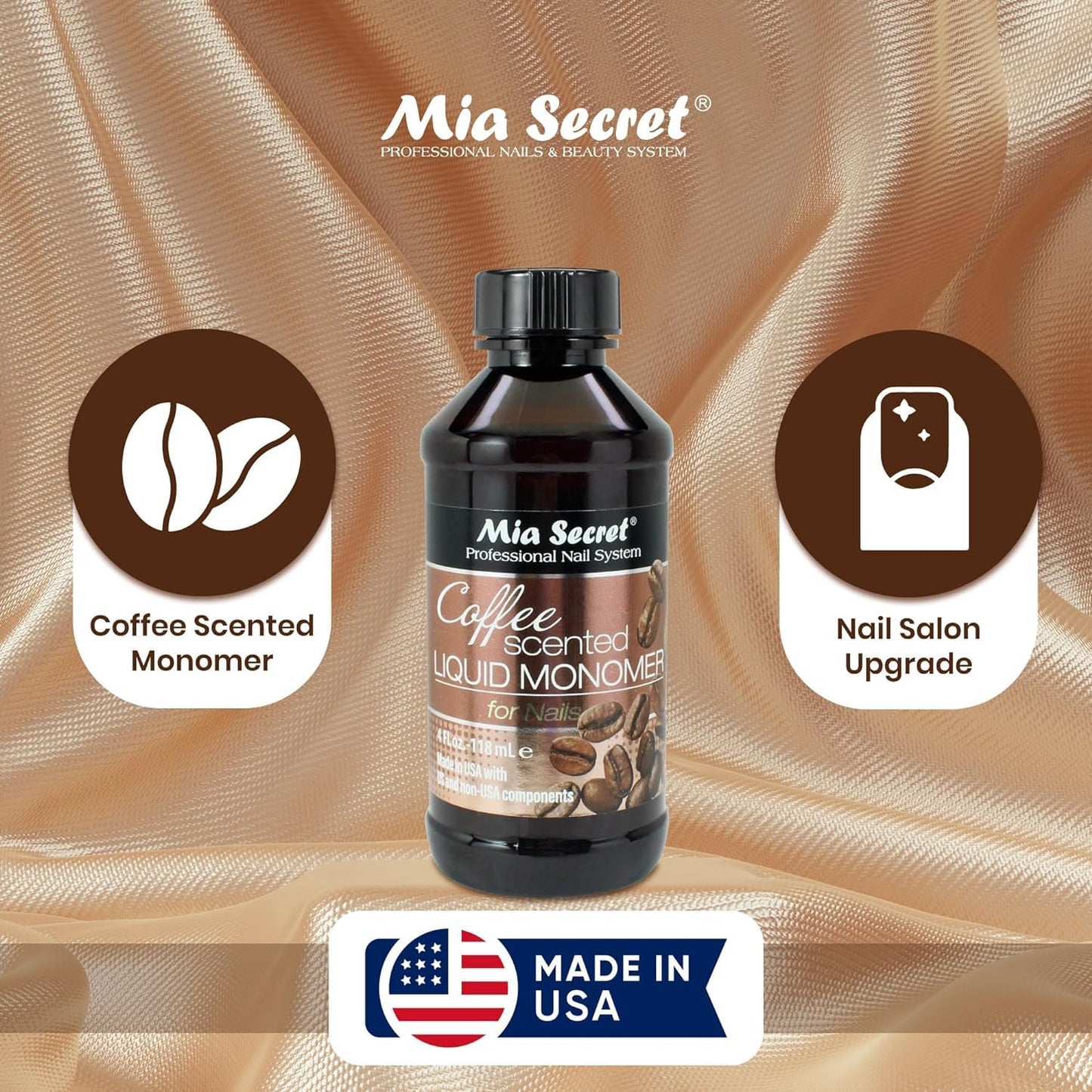 Mia Secret Coffee Scented Liquid Monomer - EMA Acrylic Nail Liquid for Acrylic Powder | 8 oz.