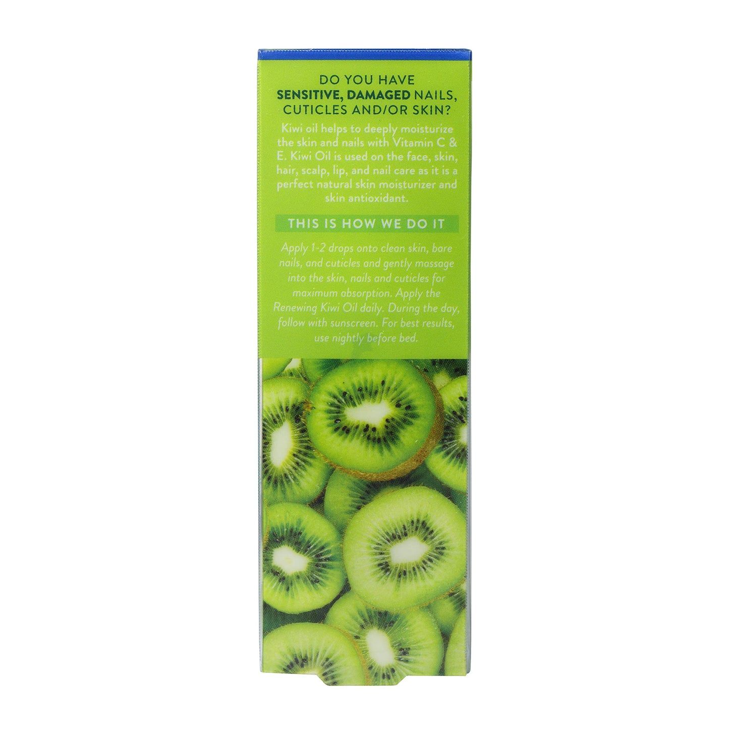 Nailtopia Fresh Soothing and Smoothing Kiwi Oil - Hydrating Cuticle Oil for Dry Skin - Bio-Sourced Skincare - Nail, Scalp, and Lip Oil - 0.41 oz