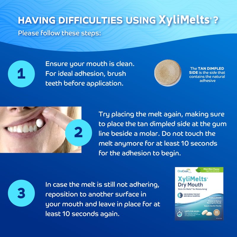 Oracoat XyliMelts for Dry Mouth Night Time or Day - Moisturizing Dry Mouth Adhering Discs, Sugar Free with Xylitol, 40 Count - Pack of 4, Mild Mint Flavor, 8-Hour Relief