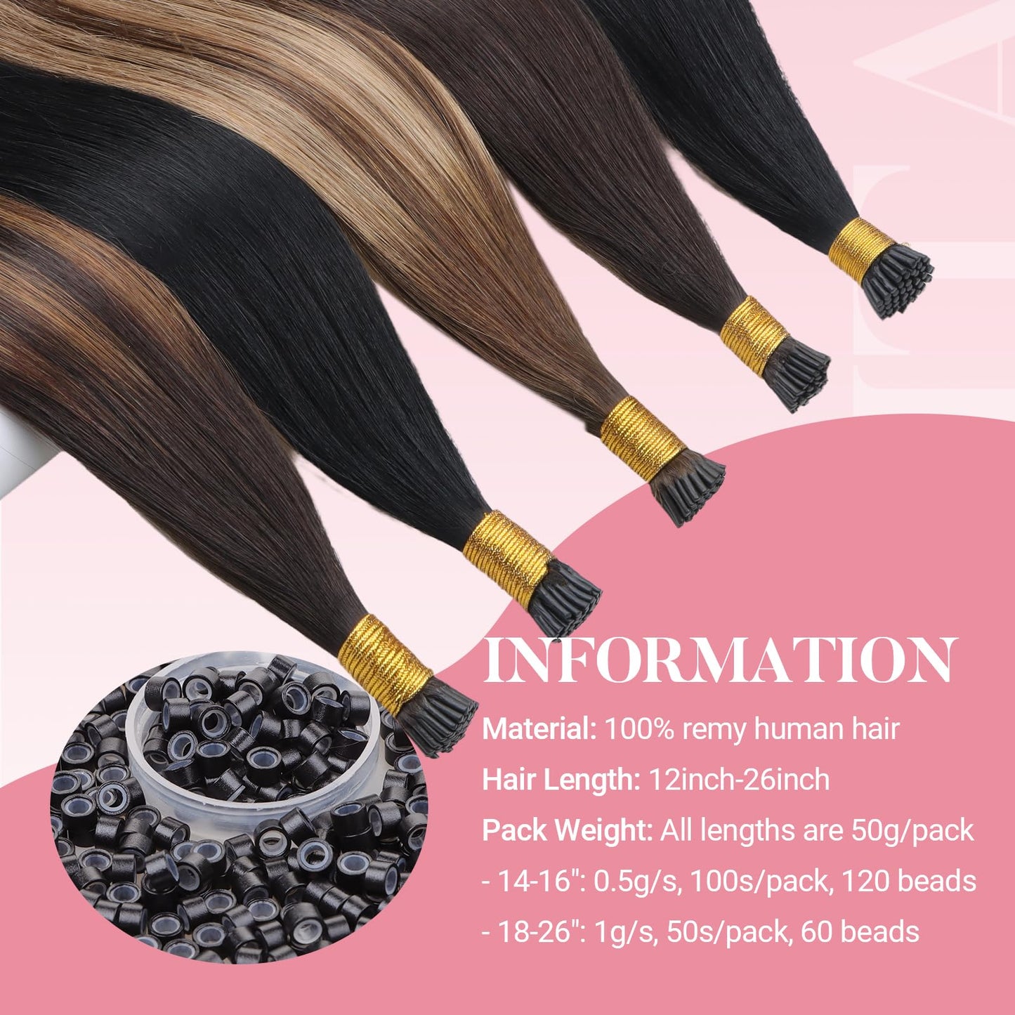 MAXITA I Tip Hair Extensions Human Hair,50g/100s Chocolate Brown 16 Inch Comfortable Wear, Invisible & Natural Cold Fusion, 100% Remy Human Hair Itip Keratin Hair Extensions