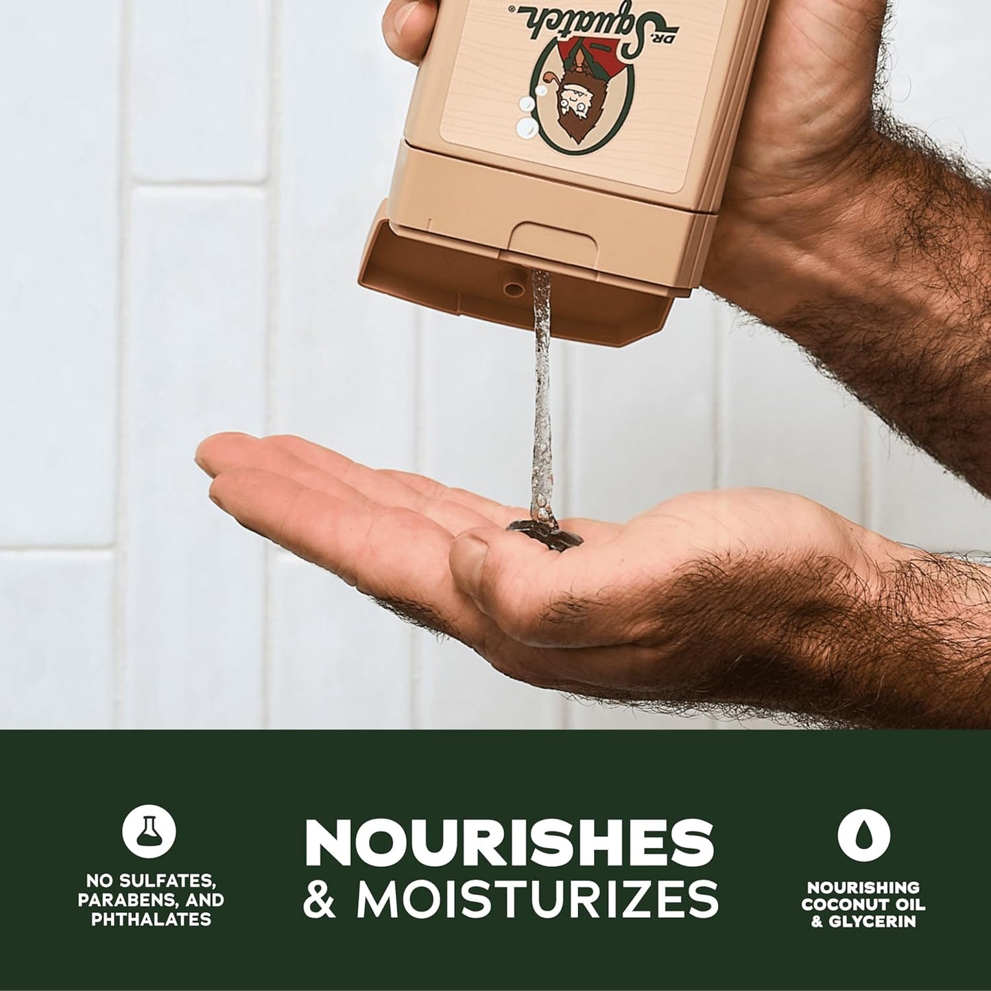 Dr. Squatch Men's Body Wash - Natural Cleansing Shower Gel for Nourishing Skin | Fresh Falls & Coconut Castaway (14 oz, 2-Pack)