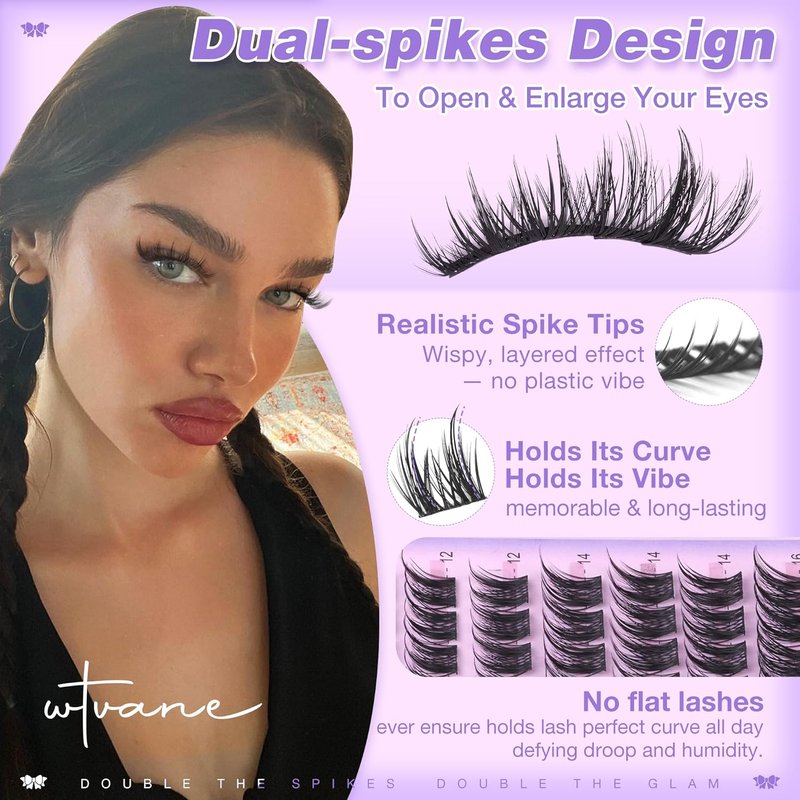 Natural Eyelash Clusters Kit - 216 Pcs Wispy Anime Lashes 10-16mm | Fairy Manga Lash Extensions with Glue & Tape