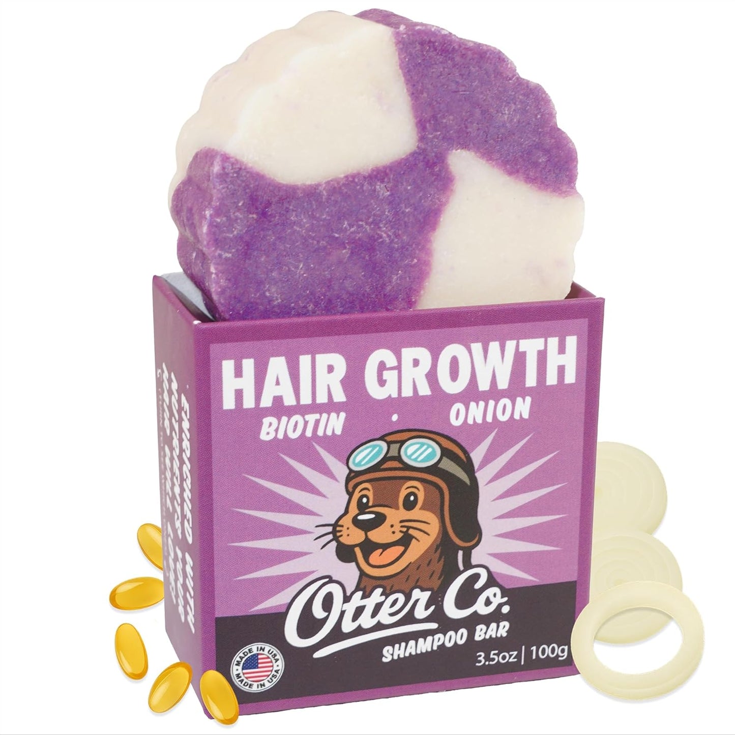 Biotin & Onion Hair Growth Shampoo Bar - Vegan & Sulfate Free | Keratin & Rosemary Oil, USA Made