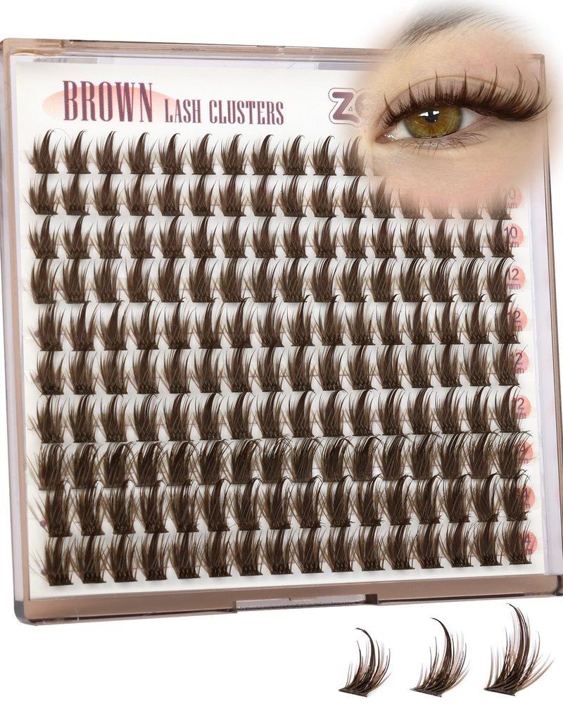 Brown Lash Clusters Manga Eyelash Clusters Dark Brown Wispy Cluster Eyelash Extensions Short 10-14mm Fairy Individual Lashes Natural Anime Lashes Extensions 160PCS by zenotti