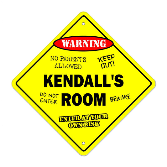 Kendall's Room Sign Crossing Zone Xing | Indoor/Outdoor | 12" Tall Kids Bedroom Decor Door Children's Name boy Girl