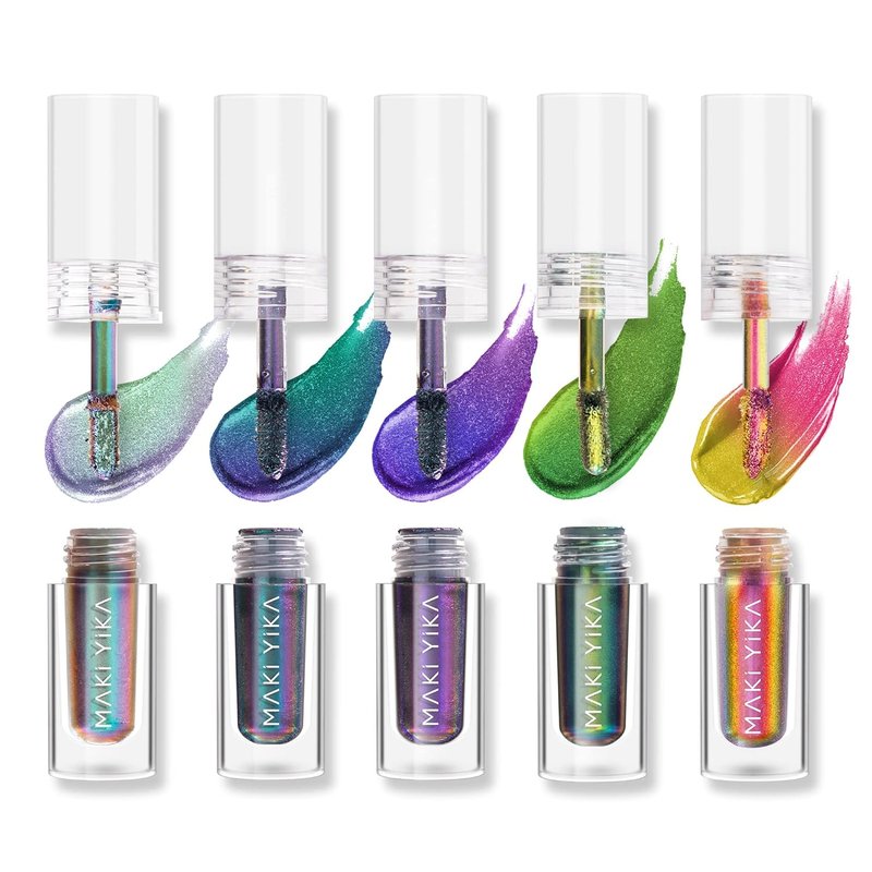 Glitter Eyeshadow Liquid Set - 5Pc Multichrome Metallic Holographic Eye Toppers | Long Lasting & Smudgeproof