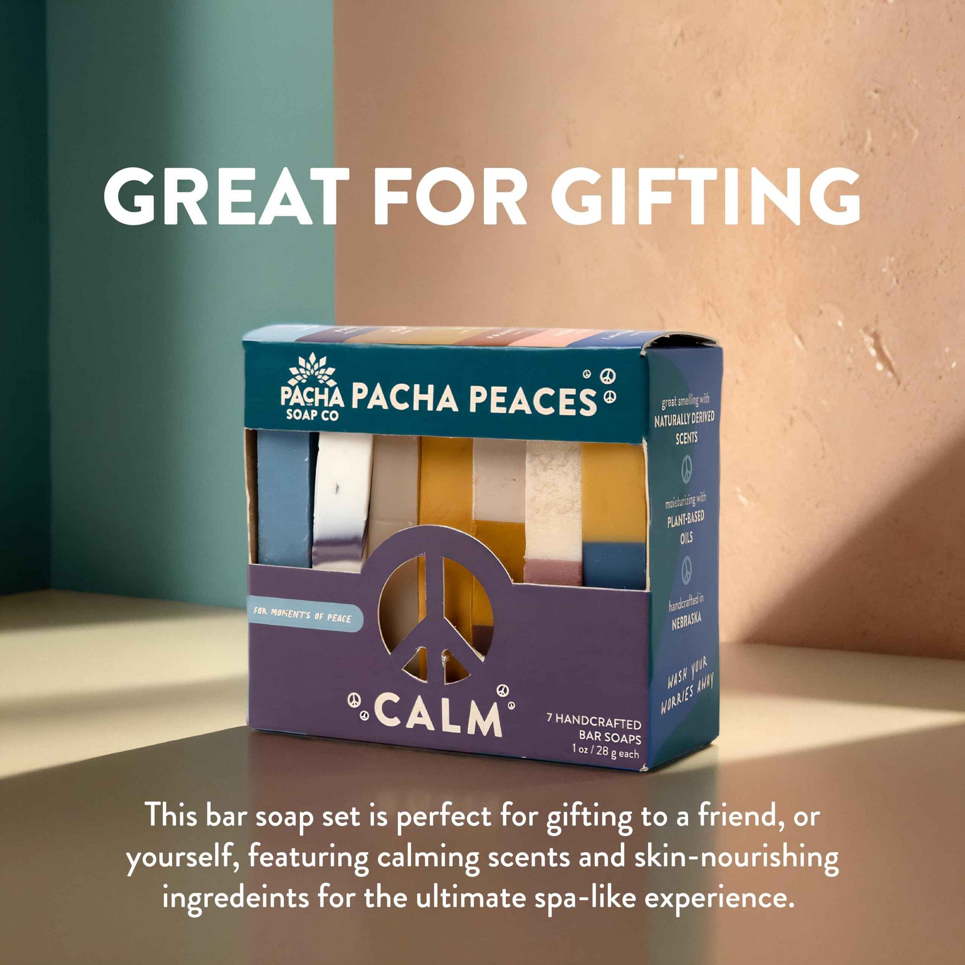 Pacha Soap Co. Bar Soap, Pacha Peaces, Uplift & Calm Bundle, 2-Pack (4 oz ea) - Premium, Handcrafted, Hydrating, Natural Hand Cleanser, Face & Body Wash, Soothing Essential Oils